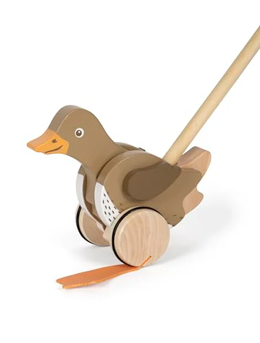 small foot Schiebetier Ente mit beweglichem Kopf aus Holz, hilft beim Laufenlernen, Schiebespielzeug für Kinder ab 18 Monaten, 12493 - Image 6