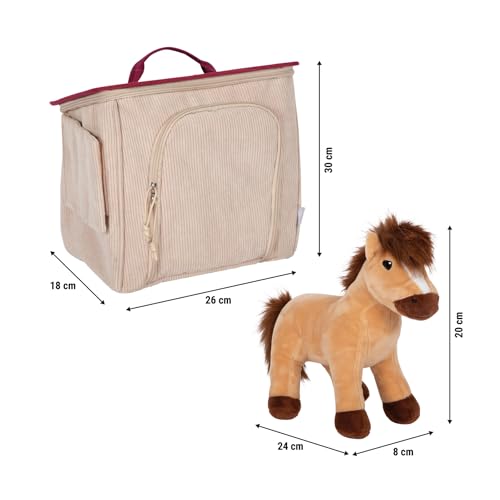 small Foot Spielset Pferd mit Stall und Zubehör in der Tasche, Plüschpferd mit vielseitiger REIT- und Pflegeausstattung, für Kinder ab 2 Jahren, 12731, 12-TLG - Image 3