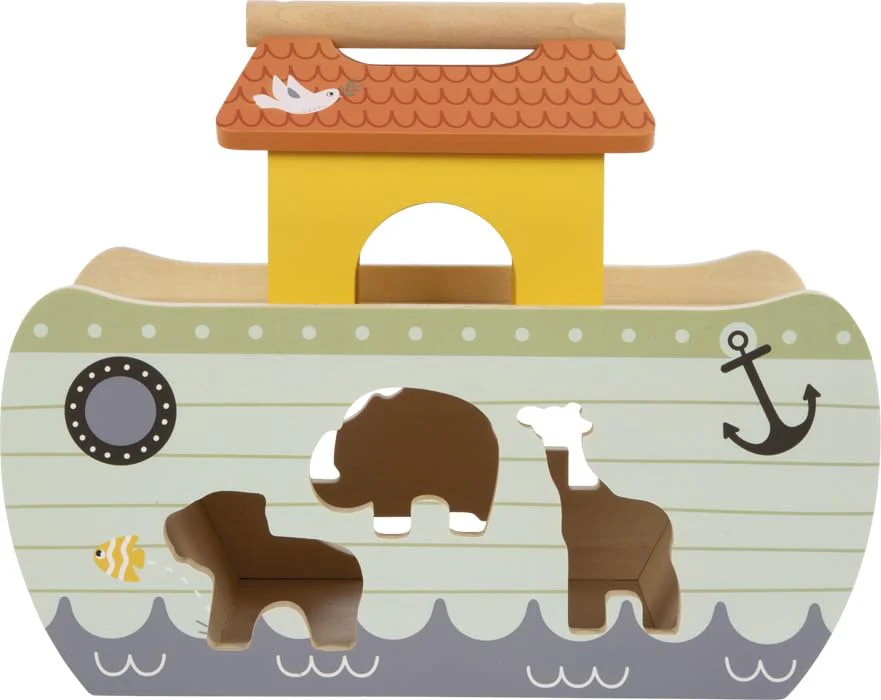 small foot Steckspiel Arche Noah „Safari“, Motorikspielzeug aus Holz mit 15 Tierfiguren, Taufgeschenke für Mädchen und Jungen, für Kinder ab 12 Monaten, 12456 - Image 12