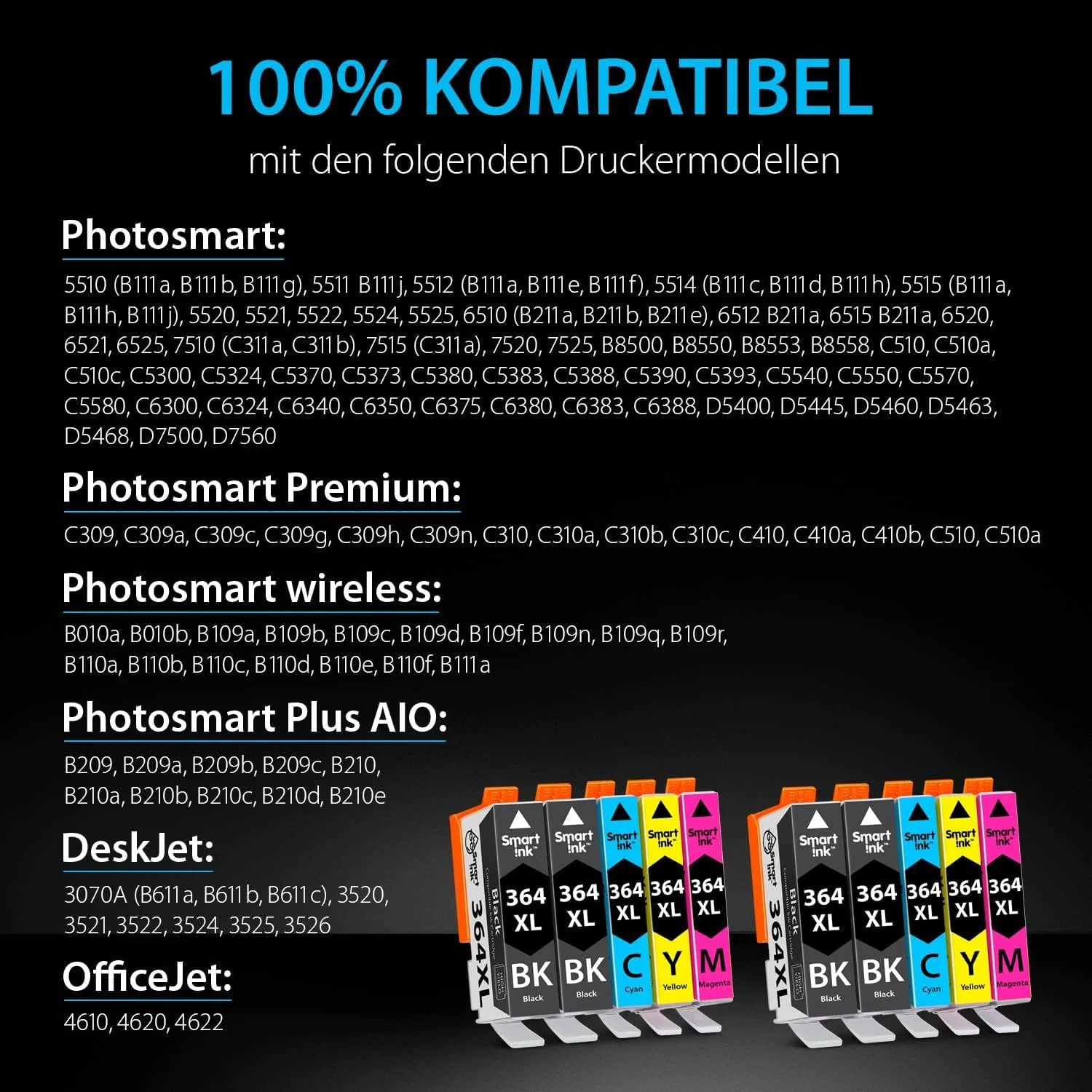 Smart Ink Kompatible Druckerpatronen als Ersatz für HP 364 XL 364XL 10 Multipack (4BK & 2C/M/Y) Patrone hoher Kapazität für HP Photosmart 5520 5510 5524 6520 5515 OfficeJet 4620 4622 DeskJet 3520 - Image 7