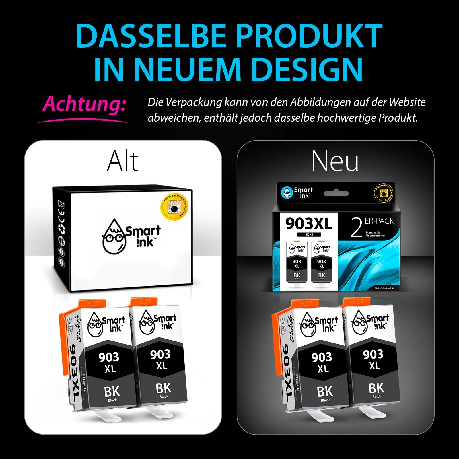 Smart Ink Kompatible Druckerpatronen als Ersatz für HP 903 XL 903XL 2 Schwarz Multipack mit Neuester Chipversion Kompatibel mit HP Officejet Pro 6960 6970 All-in-One Officejet 6950 - Image 3