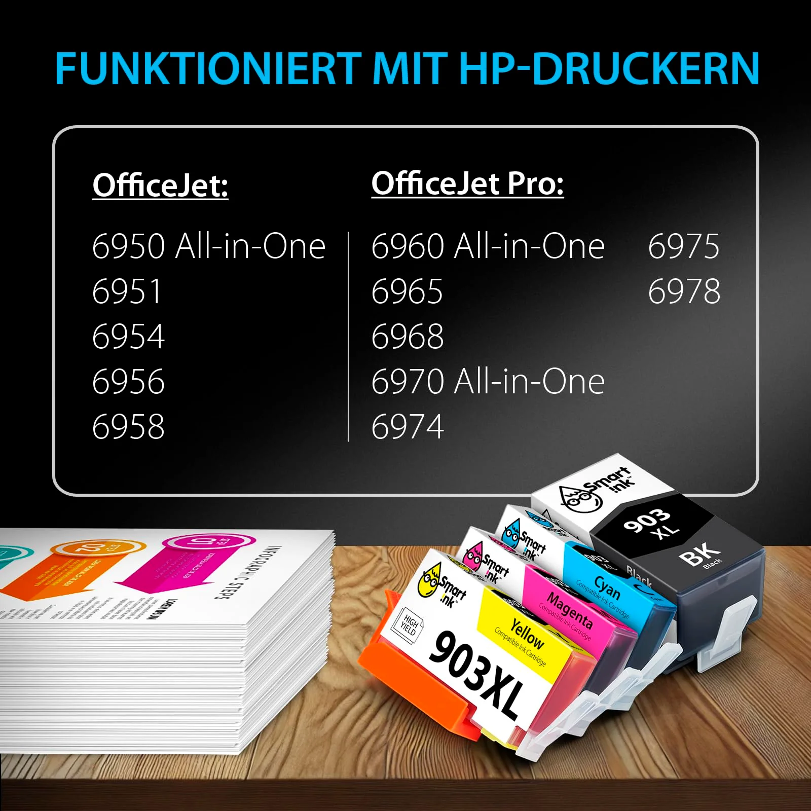 Smart Ink Kompatible Druckerpatronen als Ersatz für HP 903 XL 903XL 4 Multipack (Schwarz XL & Blau Rot Gelb) mit Advanced Chip Technology Kompatibel mit Officejet 6950 Officejet Pro 6960 6970 Drucker - Image 7