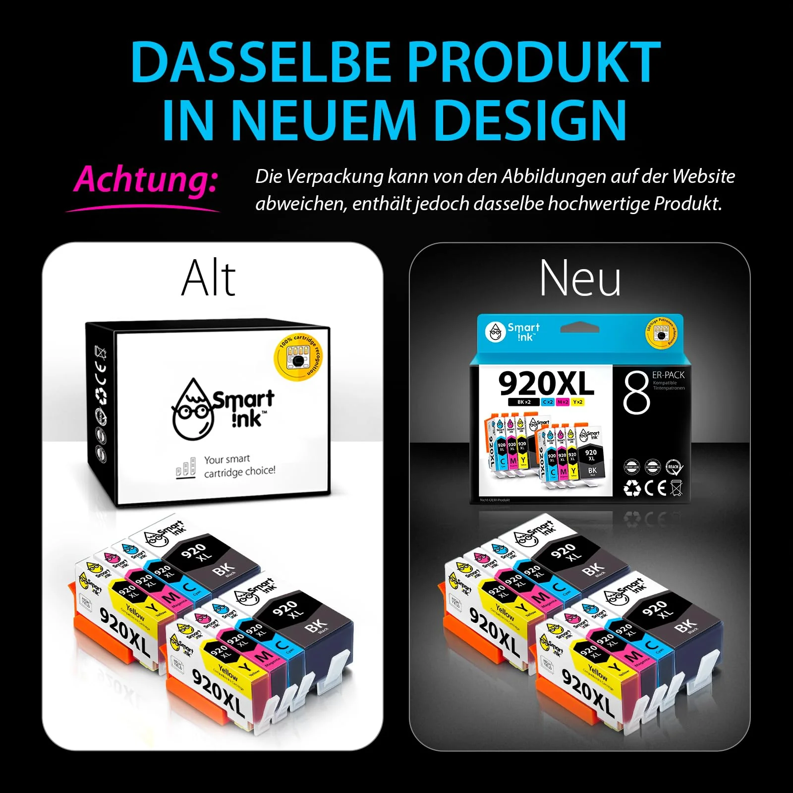 Smart Ink Kompatible Druckerpatronen als Ersatz für HP 920 XL 920XL 8 Multipack (2 Schwarz 2 Cyan 2 Magenta 2 Gelb) kompatibel mit HP Officejet 6000 6500 6500A 7000 7500A Drucker - Image 2