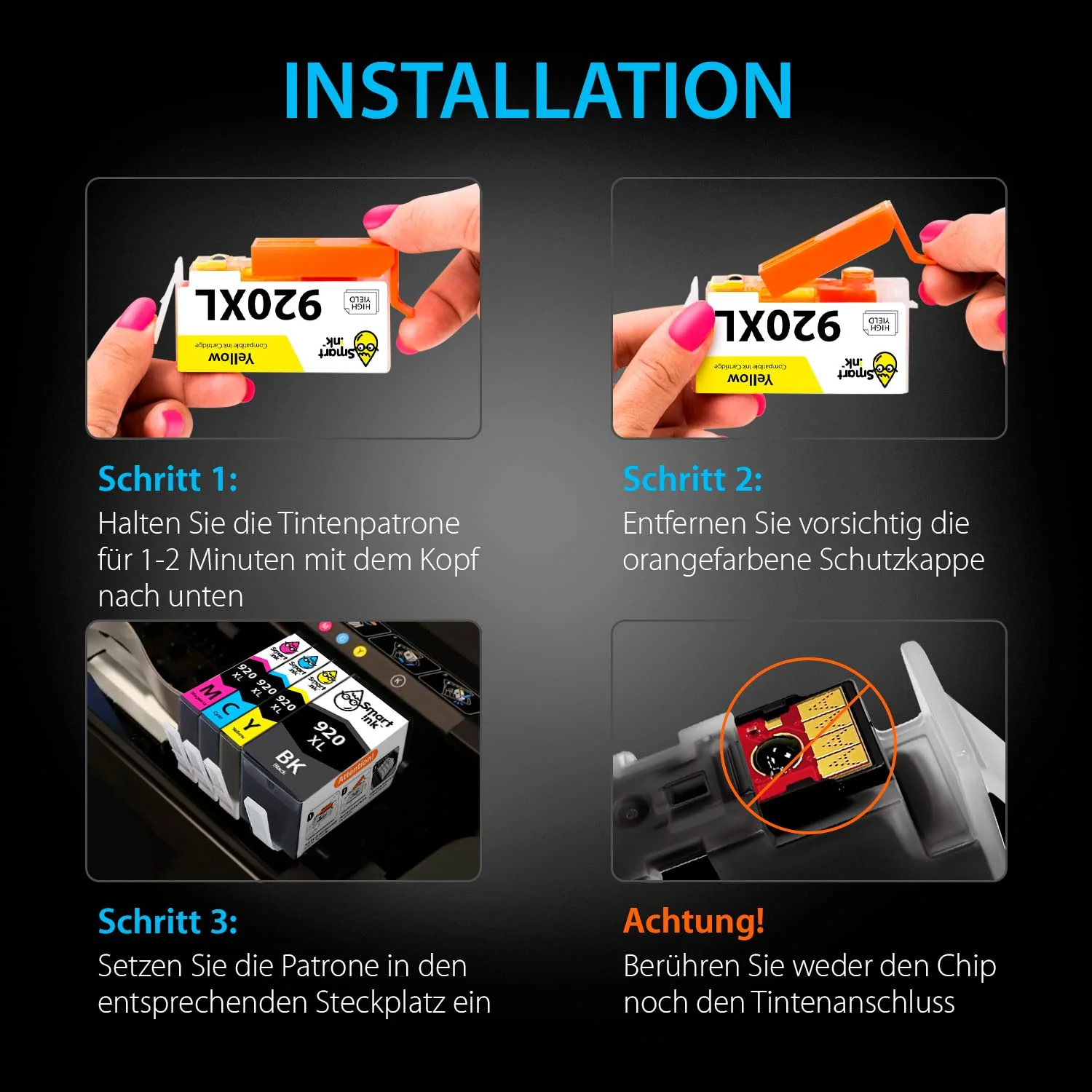 Smart Ink Kompatible Druckerpatronen als Ersatz für HP 920 XL 920XL 8 Multipack (2 Schwarz 2 Cyan 2 Magenta 2 Gelb) kompatibel mit HP Officejet 6000 6500 6500A 7000 7500A Drucker - Image 4