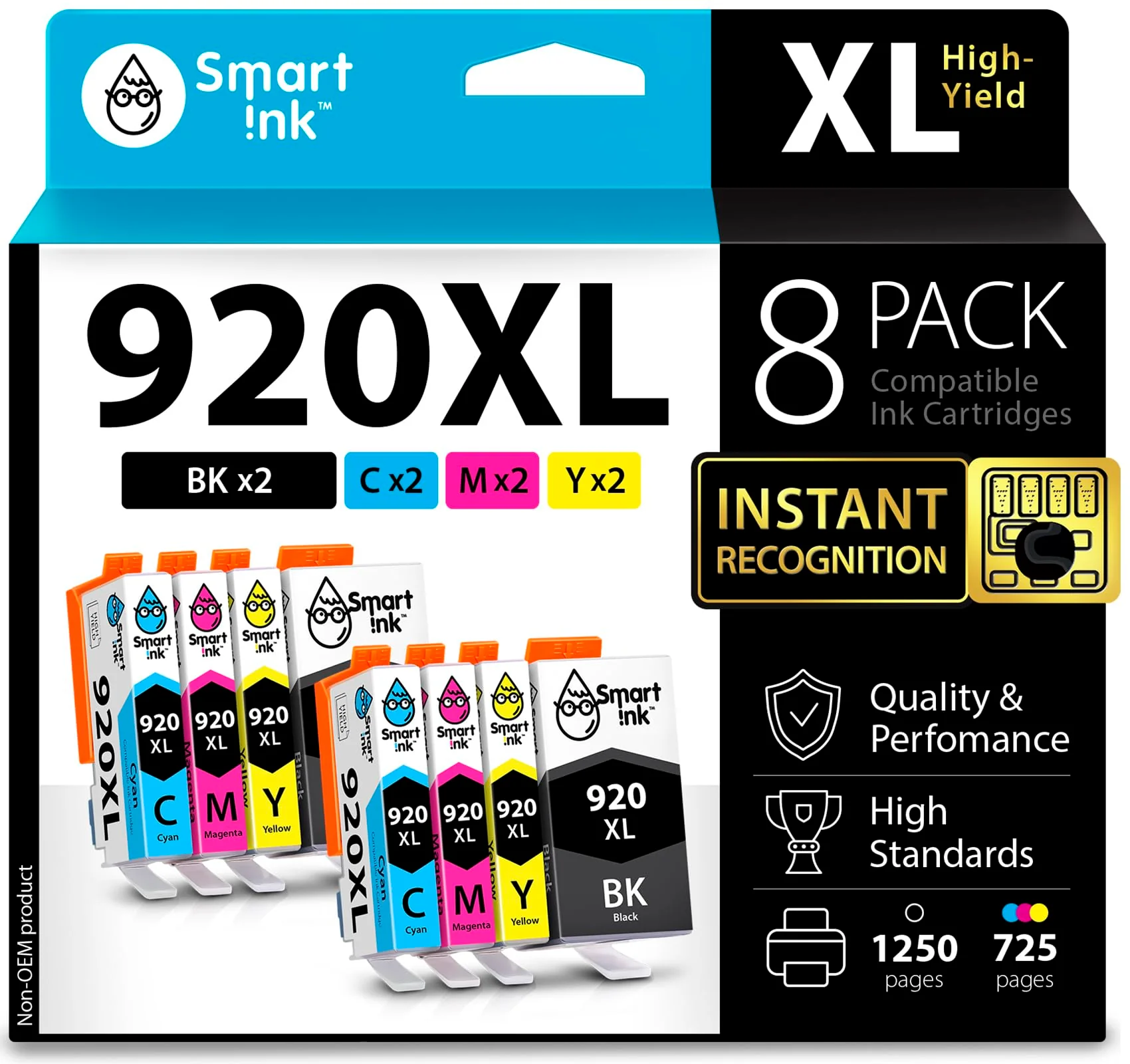 Smart Ink Kompatible Druckerpatronen als Ersatz für HP 920 XL 920XL 8 Multipack (2 Schwarz 2 Cyan 2 Magenta 2 Gelb) kompatibel mit HP Officejet 6000 6500 6500A 7000 7500A Drucker - Image 5