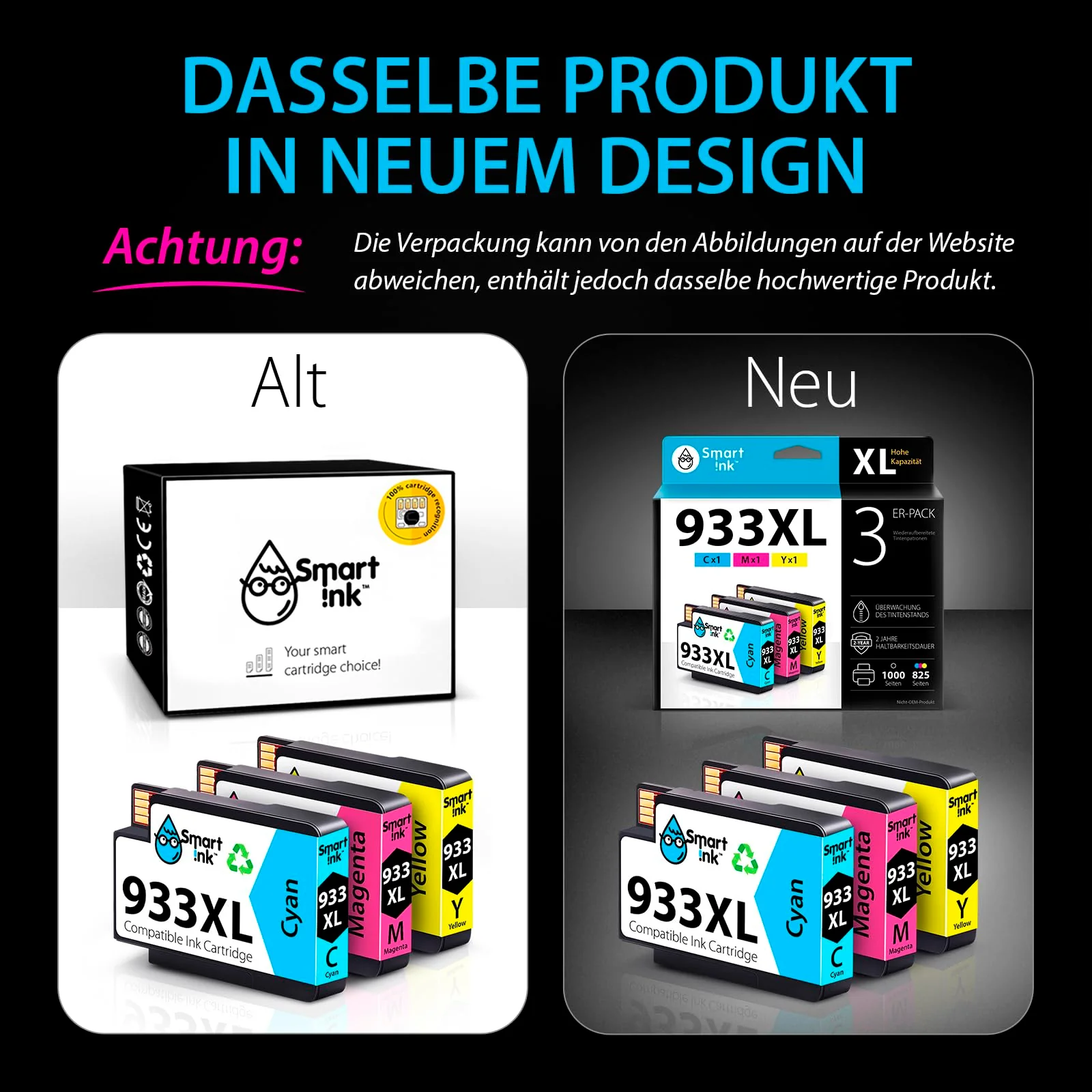 Smart Ink kompatible Druckerpatronen als Ersatz für HP 932 XL 933 XL 932XL 933XL 3 Multipack (Cyan/Magenta/Gelb) Farben Patronen Hoher Kapazität für HP Officejet 6600 6700 7612 7510 7110 6100 7610 - Image 4
