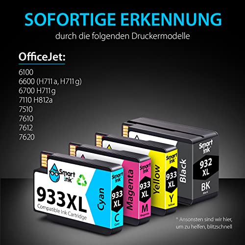 Smart Ink Kompatible Druckerpatronen als Ersatz für HP 932 XL 933 XL 932XL 933XL 4 Multipack (Schwarz Cyan Magenta Gelb) Patronen Höher Kapazität für HP Officejet 6600 6700 7612 7510 7110 6100 7610 - Image 5