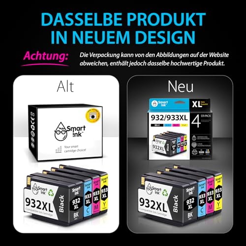 Smart Ink Kompatible Druckerpatronen als Ersatz für HP 932 XL 933 XL 932XL 933XL 4 Multipack (Schwarz Cyan Magenta Gelb) Patronen Höher Kapazität für HP Officejet 6600 6700 7612 7510 7110 6100 7610 - Image 9