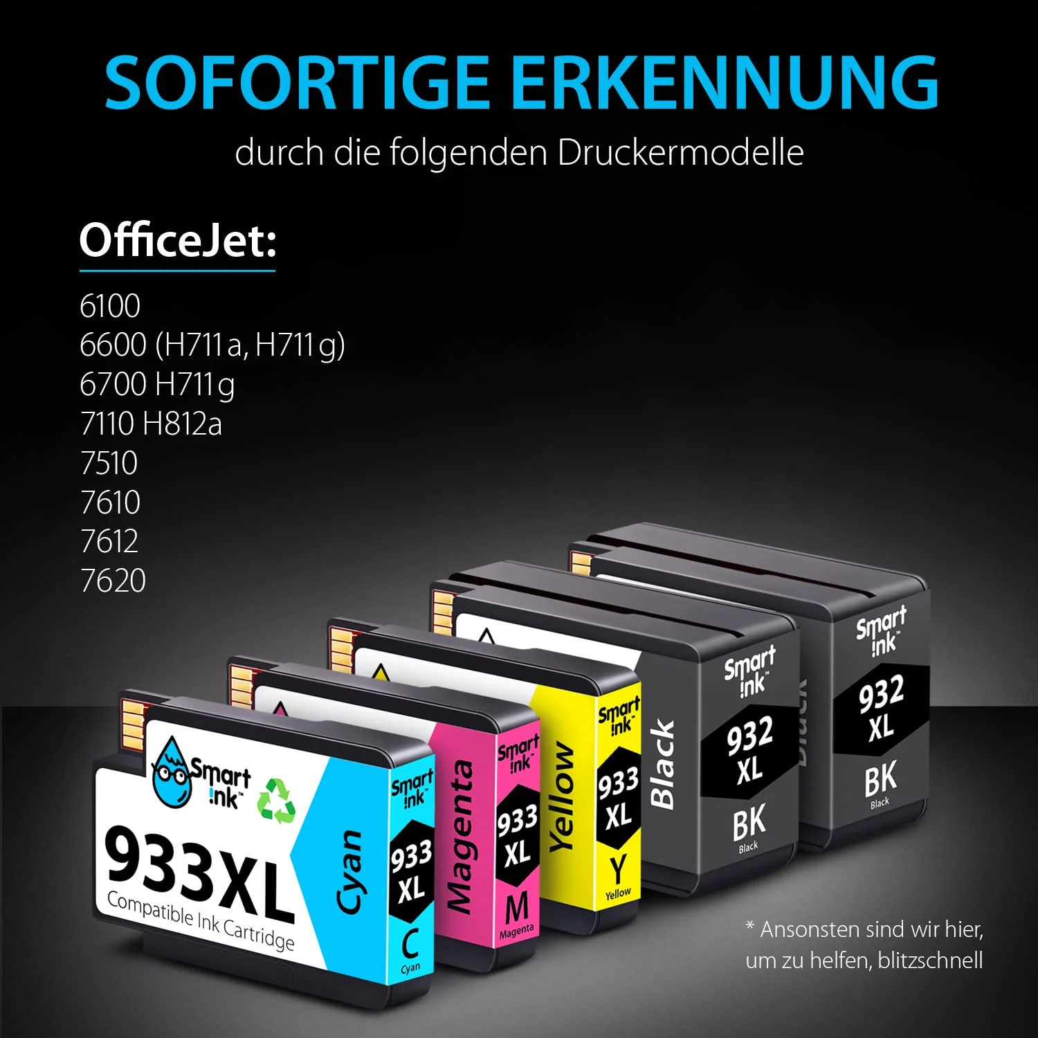 Smart Ink Kompatible Druckerpatronen als Ersatz für HP 932 XL 933 XL 932XL 933XL 5 Multipack (2 Schwarz & Cyan Magenta Gelb) Patronen Höher Kapazität für Officejet 6600 6700 7612 7510 7110 6100 7610 - Image 2