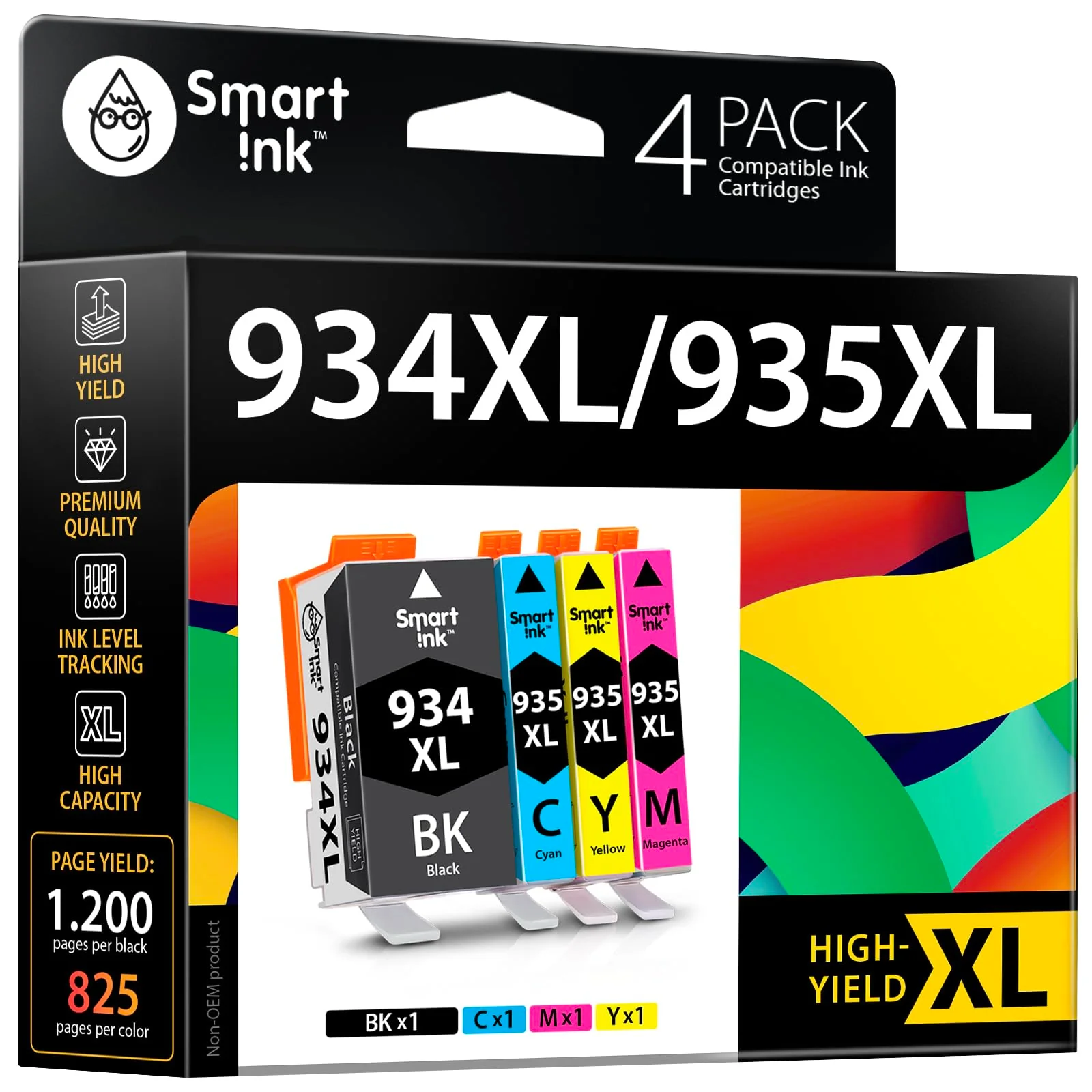 Smart Ink Kompatible Druckerpatronen als Ersatz für HP 934XL 935XL 934 XL 935 XL (1 Schwarz, 1 Cyan, 1 Magenta, 1 Gelb) Patronen Hohe Ergiebigkeit für HP Officejet Pro 6230 6830 Officejet 6820 6800 - Image 5