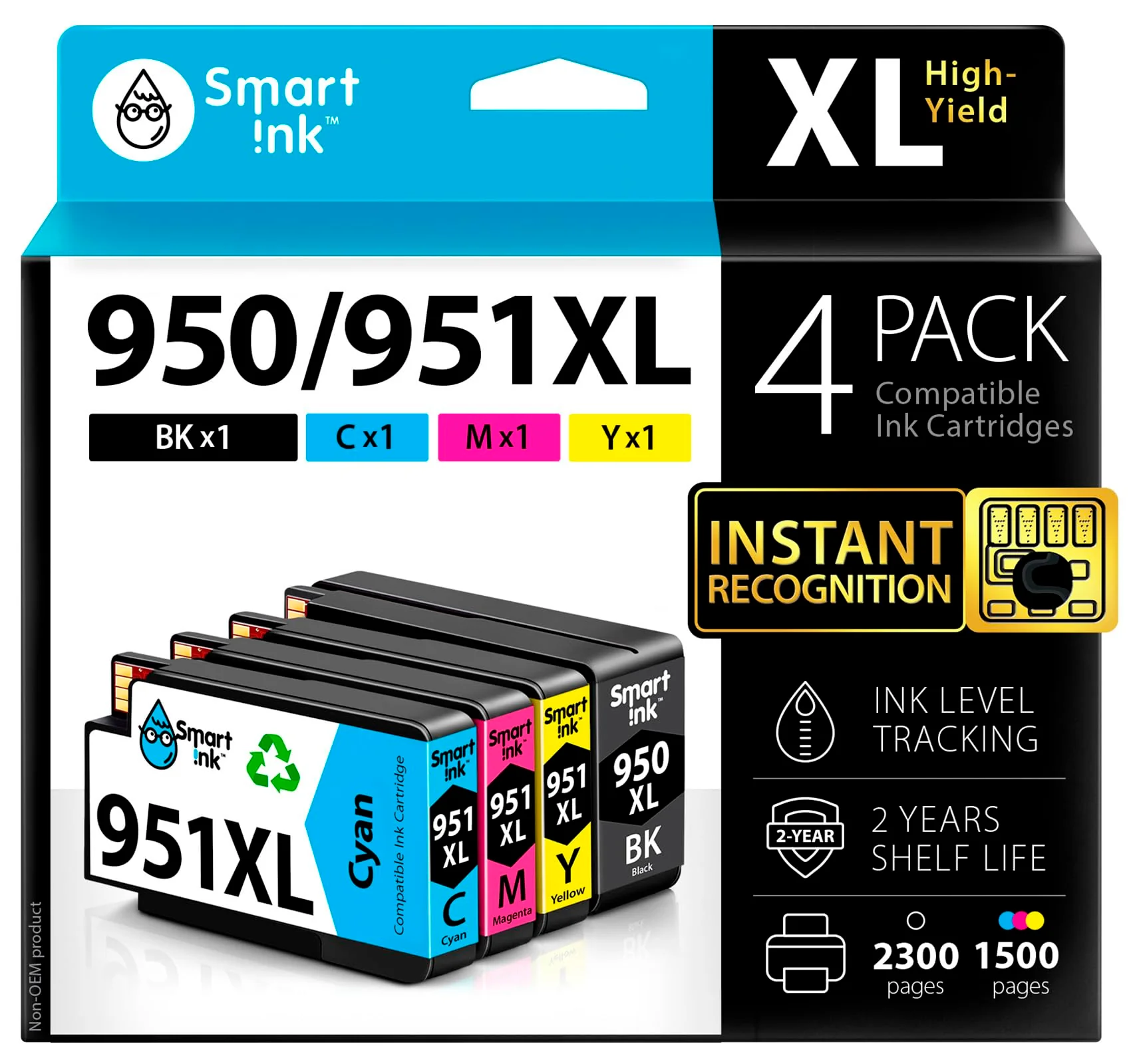 Smart Ink Kompatible Druckerpatronen als Ersatz für HP 950XL 951XL 950 XL 951 XL 4 Multipack (Schwarz & Cyan Magenta Gelb) Patronen Hohe Ergiebigkeit für HP Officejet Pro 8100 8600 8615 8616 8620 8640 - Image 3