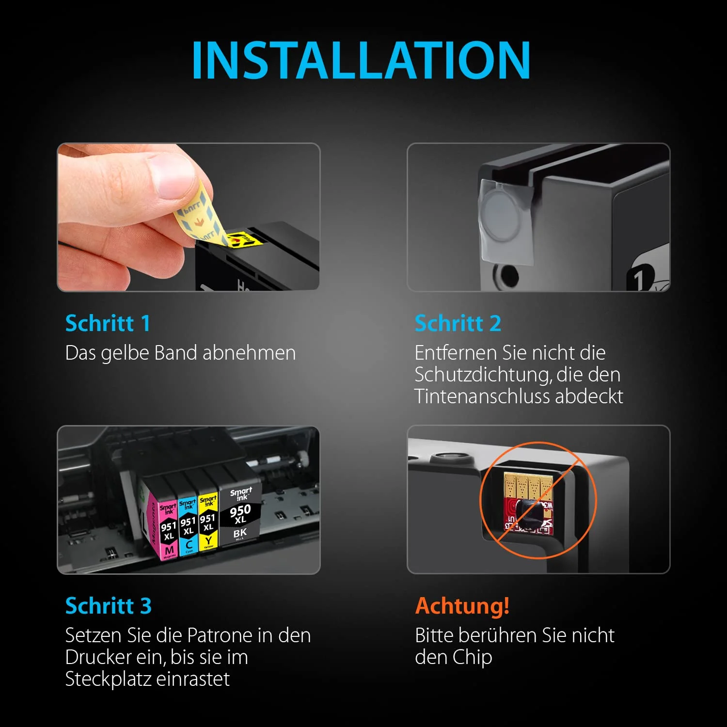 Smart Ink Kompatible Druckerpatronen als Ersatz für HP 950XL 951XL 950 XL 951 XL 4 Multipack (Schwarz & Cyan Magenta Gelb) Patronen Hohe Ergiebigkeit für HP Officejet Pro 8100 8600 8615 8616 8620 8640 - Image 5