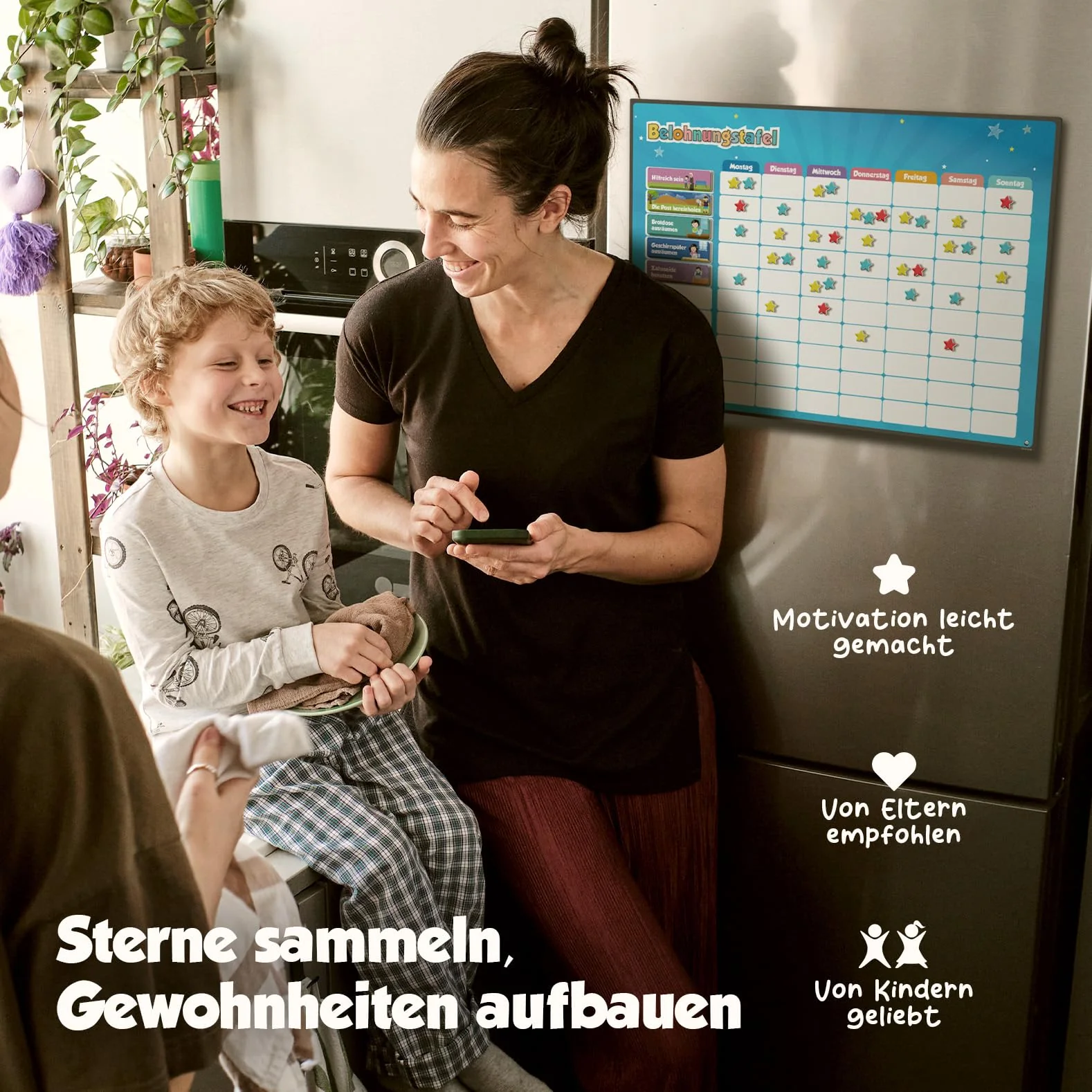 Smart Panda Belohnungstafel für Kinder – 80+ AUFGABEN + 380 Magnete - Belohnungssystem für Verantwortung - Montessori Aufgabenplaner, Magnettafel, Routinchen Wochenplaner Kinder, ab 3 4 5 6 7 8 Jahre - Image 2