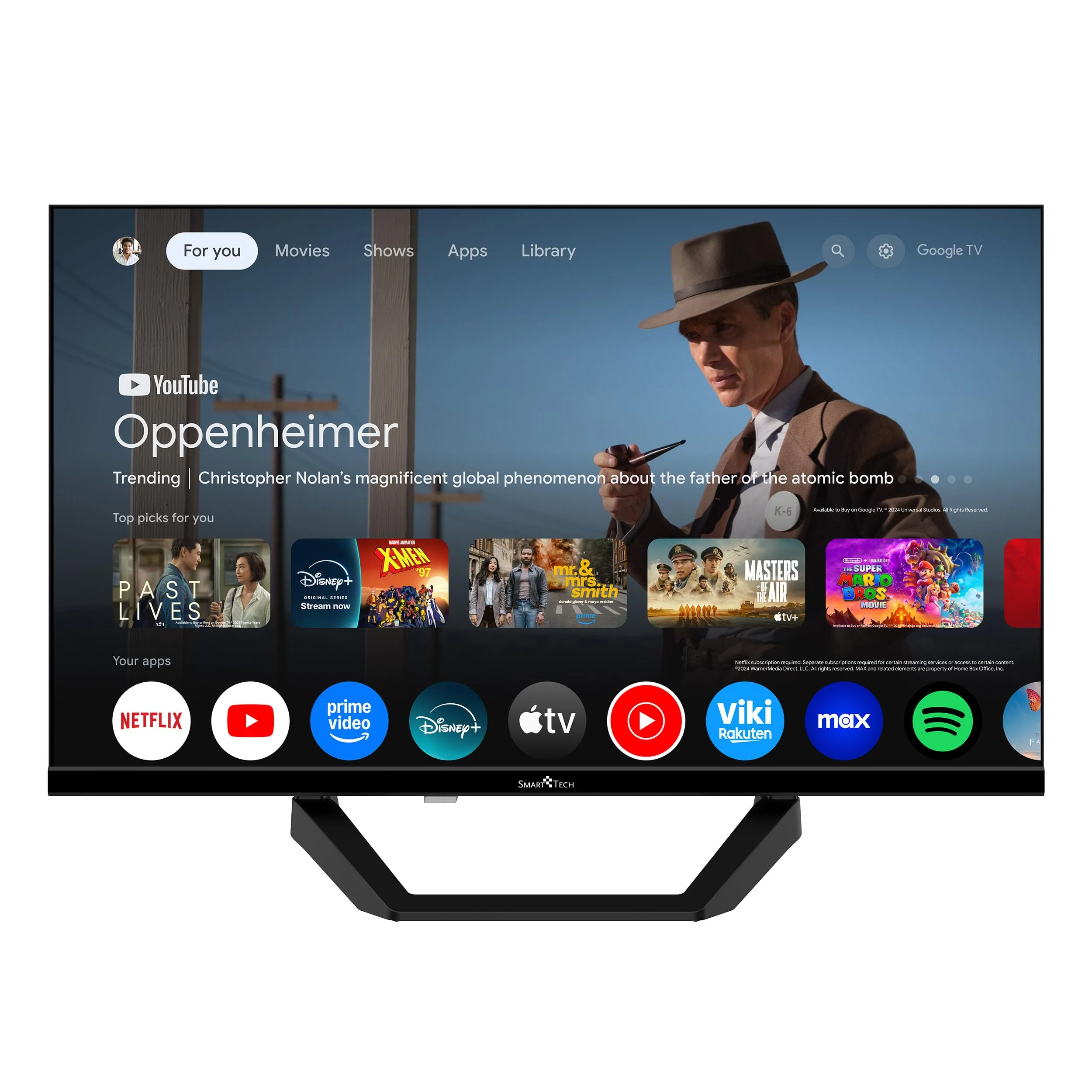 Smart Tech LED-TV HD 24 Zoll (60 cm) Smart TV 24HG01V2C, Kfz-Ladegerät 12 V im Lieferumfang enthalten, HDMI, USB, Auflösung: 1366 x 768