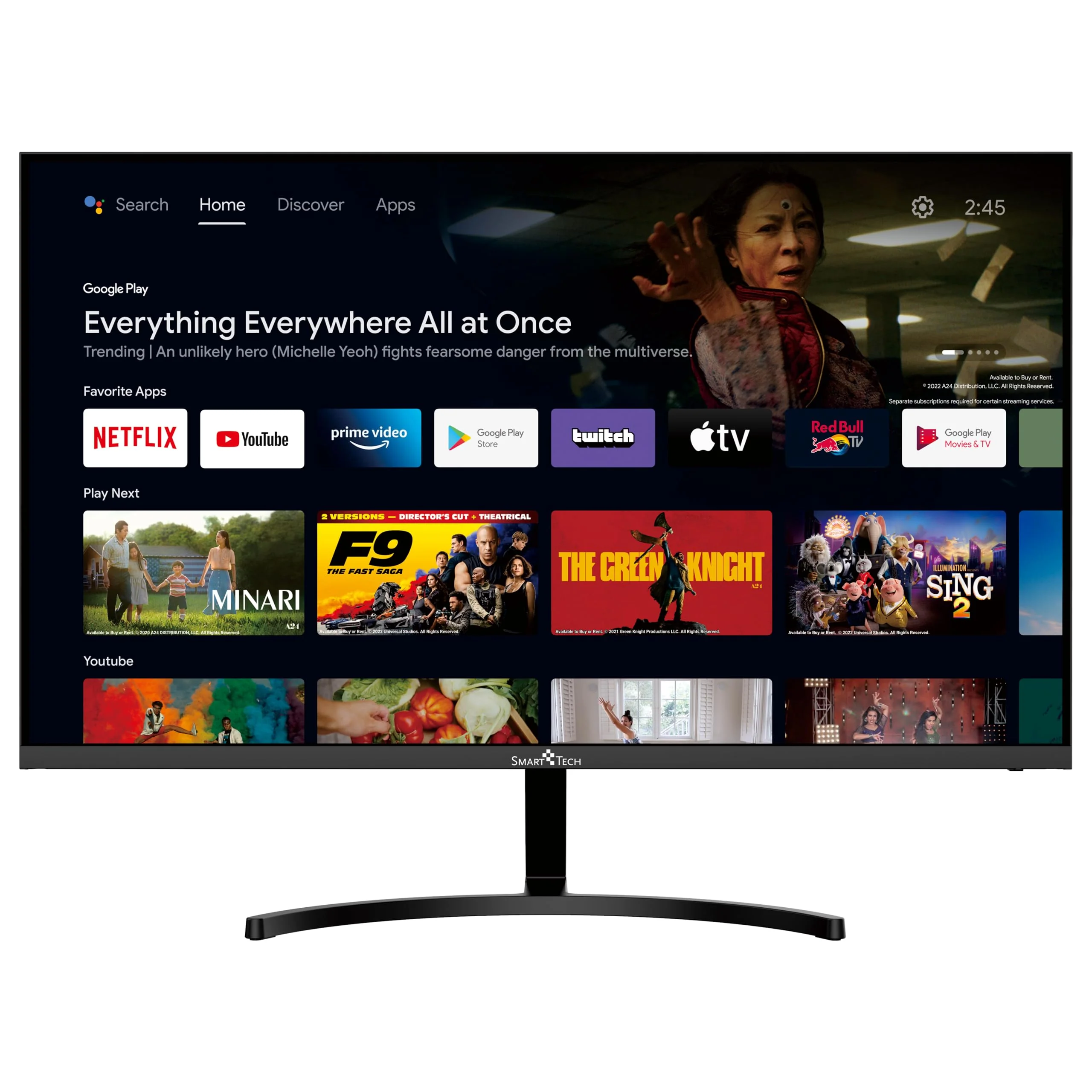SMART TECH Smart Monitor 24 Zoll (60cm), FHD Monitor Android (Bluetooth, Monitor mit Lautsprechern, rahmenloses, Netflix, YouTube, Prime Video, Google Play, DAZN, Disney+) Klein mit WLAN - Image 9