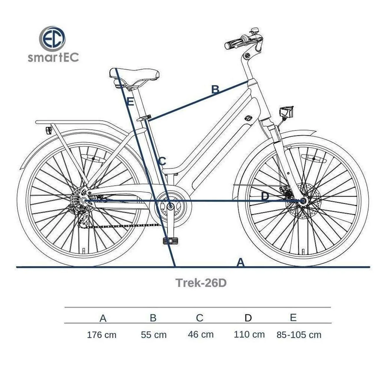 smartEC Trek-28D E-Bike Damen Trekking 250W Hinterradmotor Li-Ion-Akku 36V/13Ah Elektrofahrrad 28 Zoll Reichweite 90km bis 25 km/h Trekking City (Blau) - Image 9