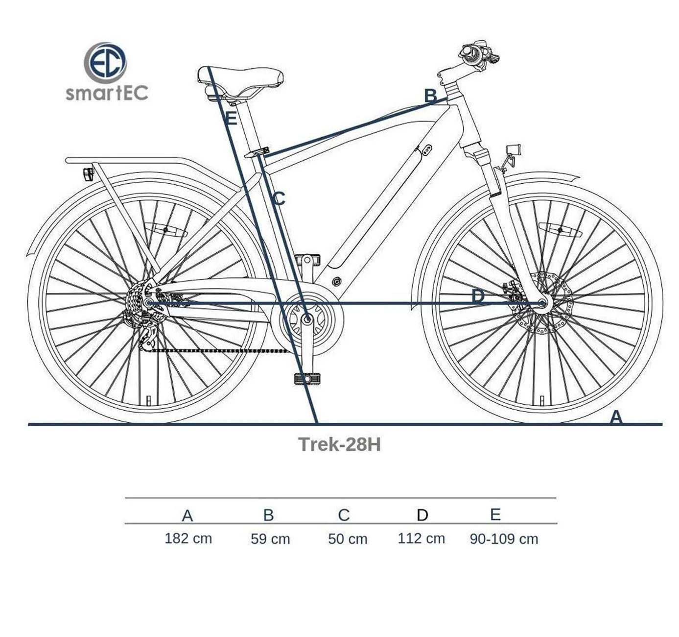 smartEC Trek-28H E-Bike Trekking Herren 250W Hinterradmotor Li-Ion Akku 36V/13Ah Elektrofahrrad 28 Zoll Reichweite 90km bis 25 km/h Trekking City (Schwarz) - Image 9