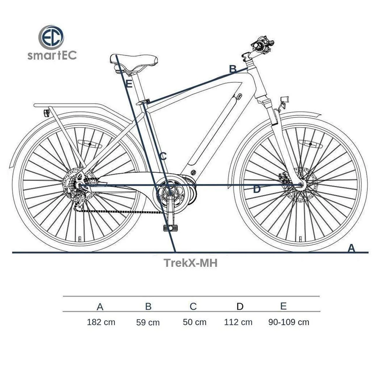 smartEC TrekX-MH E-Bike Trekking Herren 250W Mittelmotor Li-Ion-Akku 36V/13Ah Elektrofahrrad 28 Zoll Reichweite 90km bis 25 km/h Trekking City - Image 9