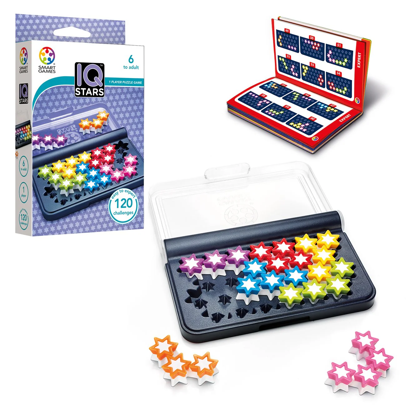 SmartGames - IQ Stars, Puzzle Game with 120 Challenges, 8+ Years
