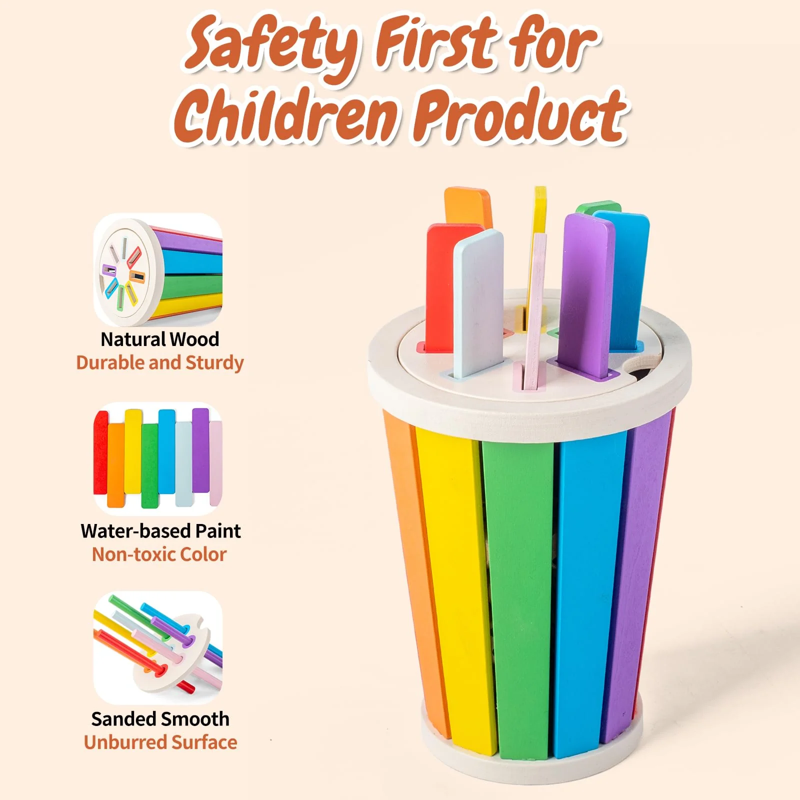 Smartwo Montessori Spielzeug ab 1 Jahr, Kinderspielzeug zum Farben Lernen, Sortierspiel Steckspiele Lernspiele ab 2 Jahre, Holzspielzeug Baby, Motorikspielzeug, Geschenk für Mädchen Jungen - Image 4