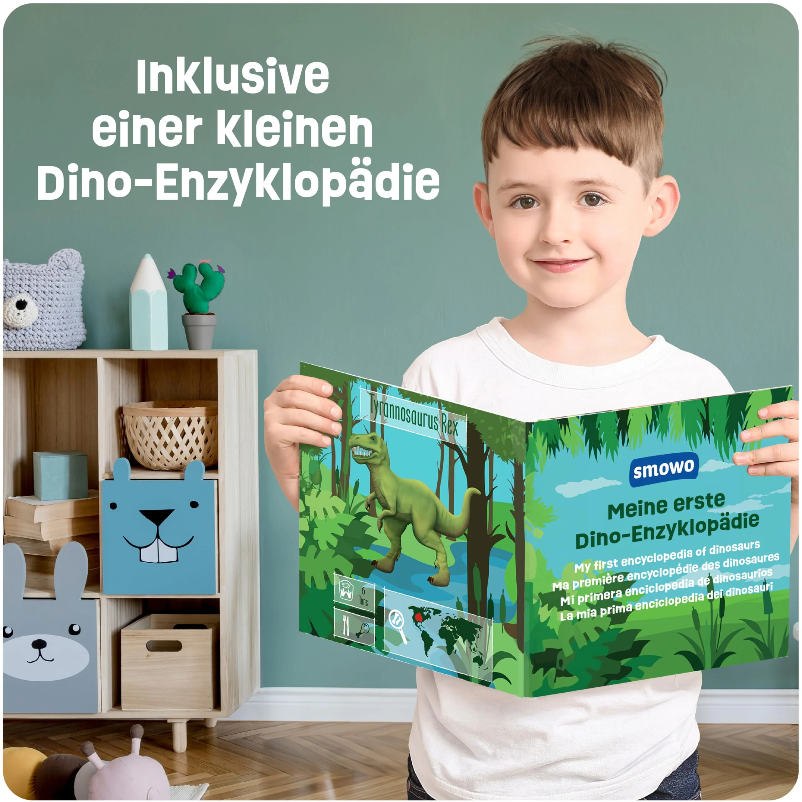 Smowo® 10 Dinosaurier Gipsfiguren zum Gießen und Bemalen - Dino Gips Bastelset inklusive Enzyklopädie - Geschenk zum Basteln für Jungen und Mädchen - Image 4