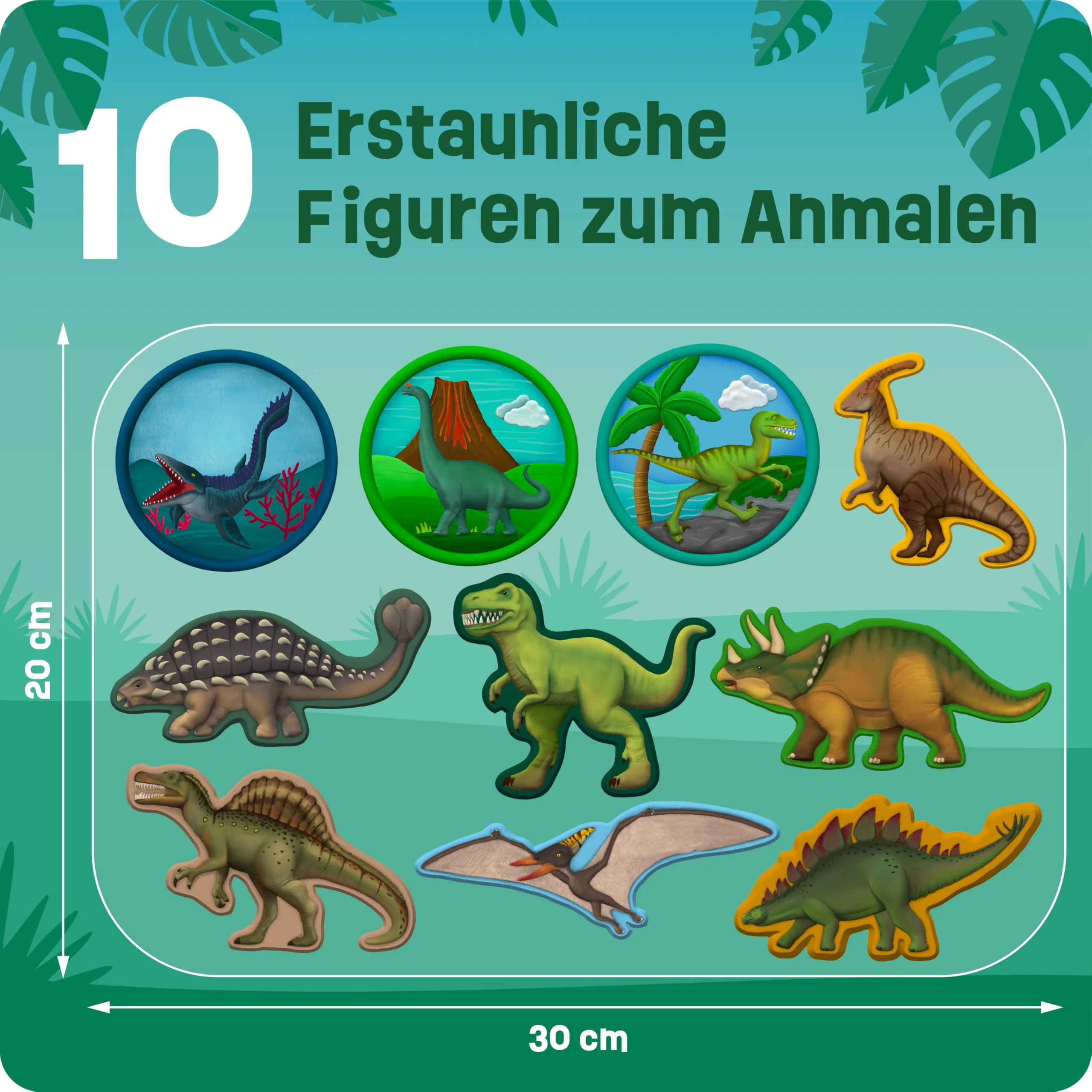 Smowo® 10 Dinosaurier Gipsfiguren zum Gießen und Bemalen - Dino Gips Bastelset inklusive Enzyklopädie - Geschenk zum Basteln für Jungen und Mädchen - Image 7