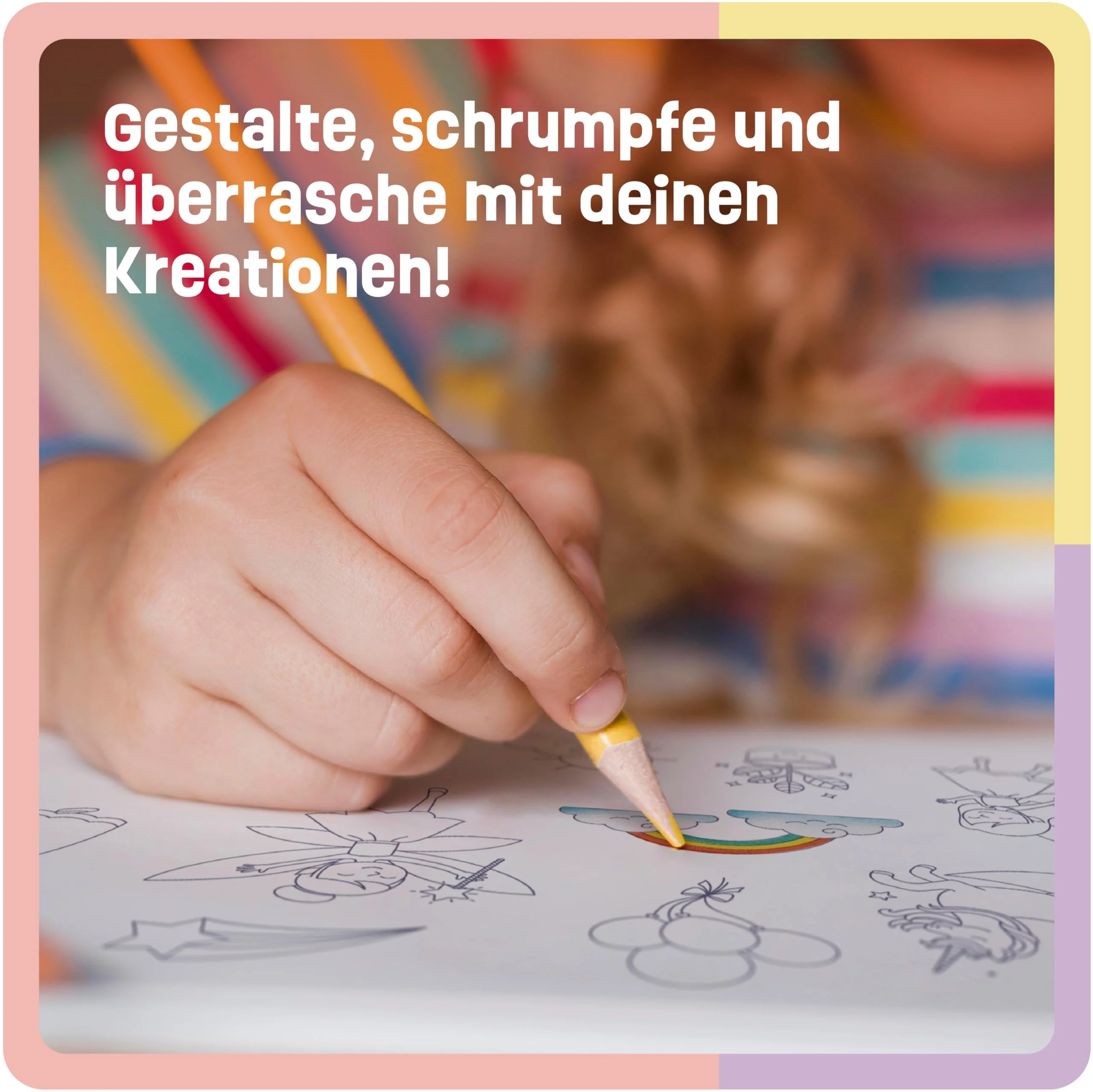 Smowo® 10 Schrumpffolien mit Einhorn Motiven & Schlüsselanhängern - Zauberhaftes Bastelset für Mädchen - Schrumpfende Plastikfolien mit 100 schönen Designs - Image 2