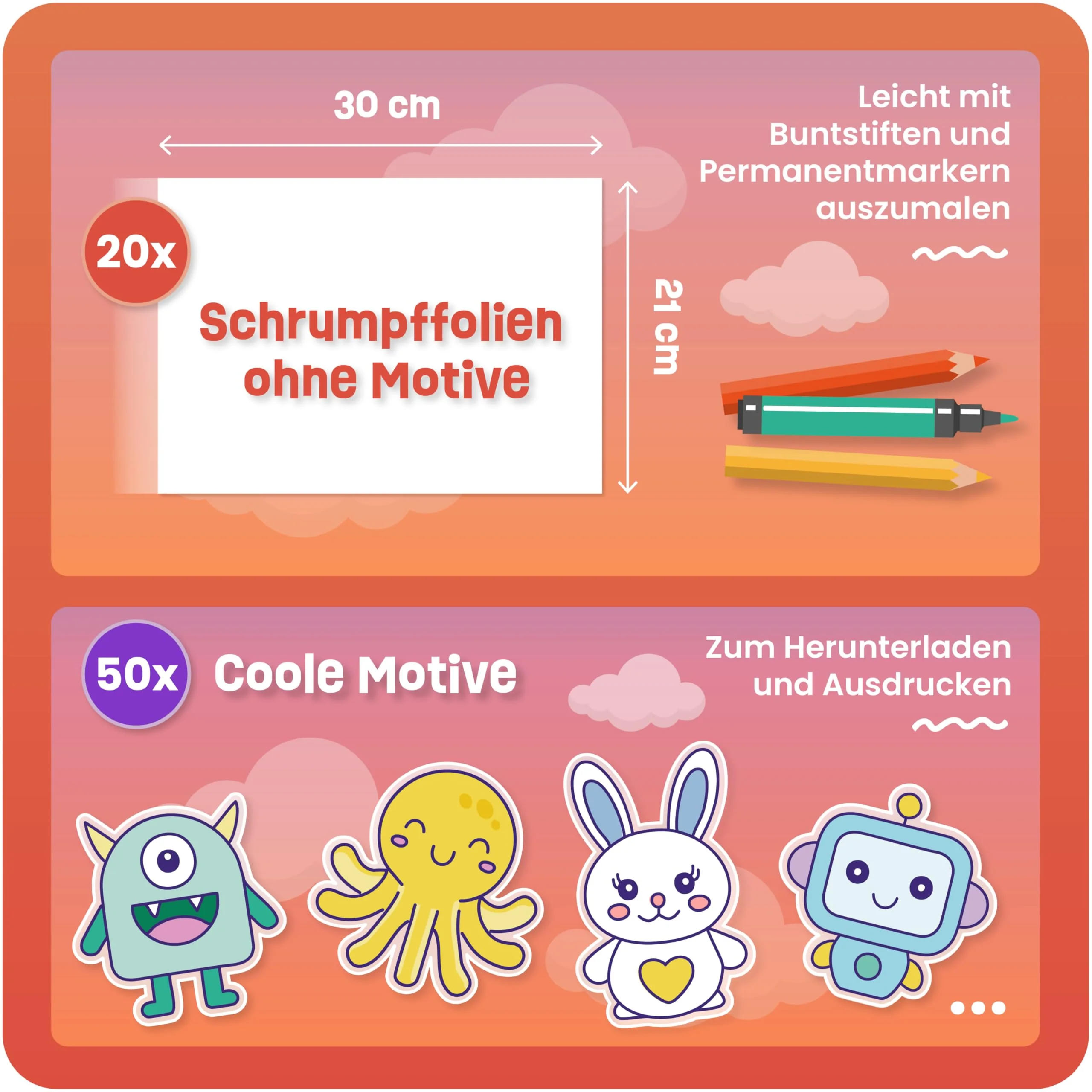 Smowo® 20 Stück Schrumpffolien transparent - schrumpfende Plastikfolien zum basteln - A4 schrumpffolienplatten matt - Image 7