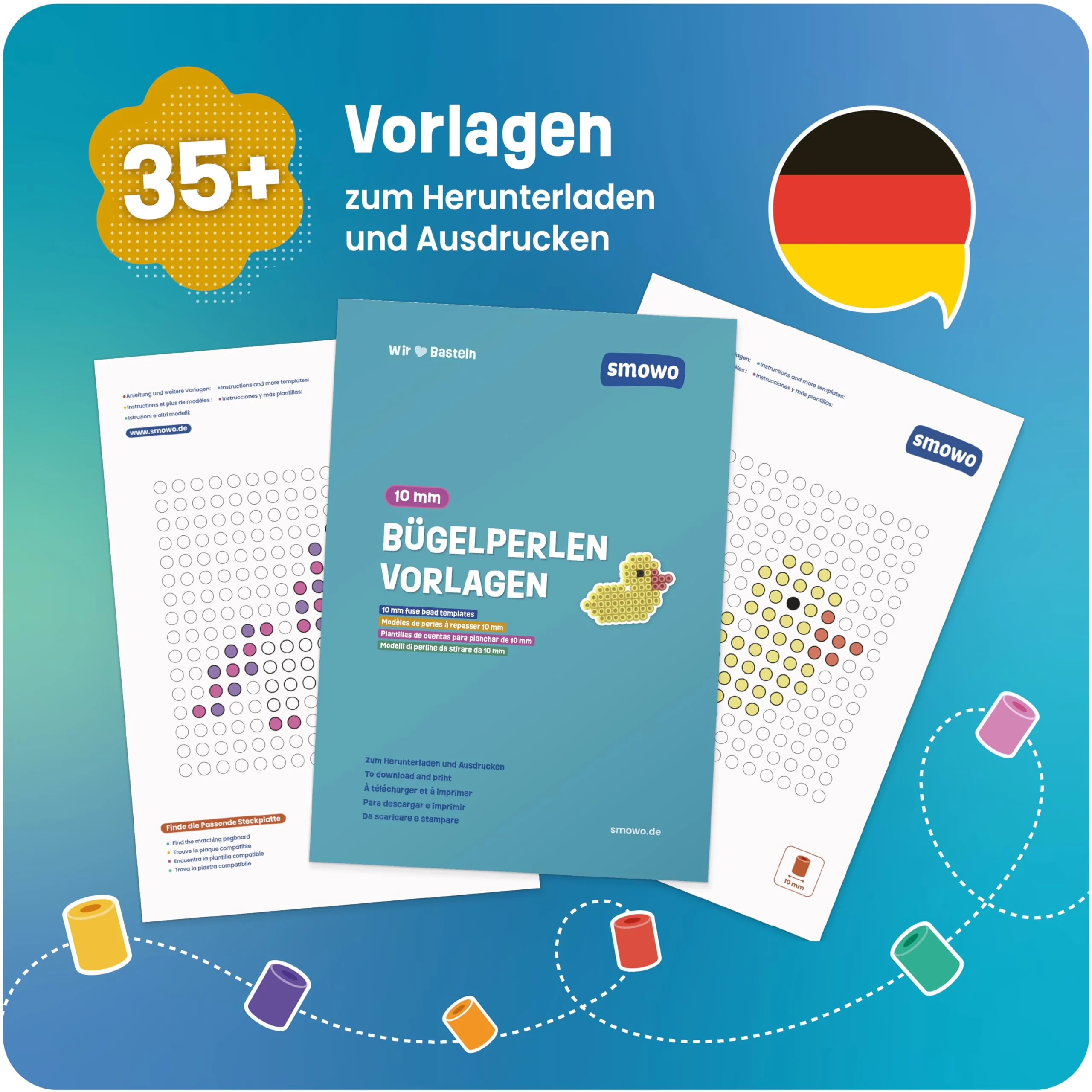 Smowo® Große 10mm Bügelperlen 1000 Stück für Kinder ab 3 Jahren - 7 Bunte Farben XL Steckperlen - Kreatives Perlenset - Image 5