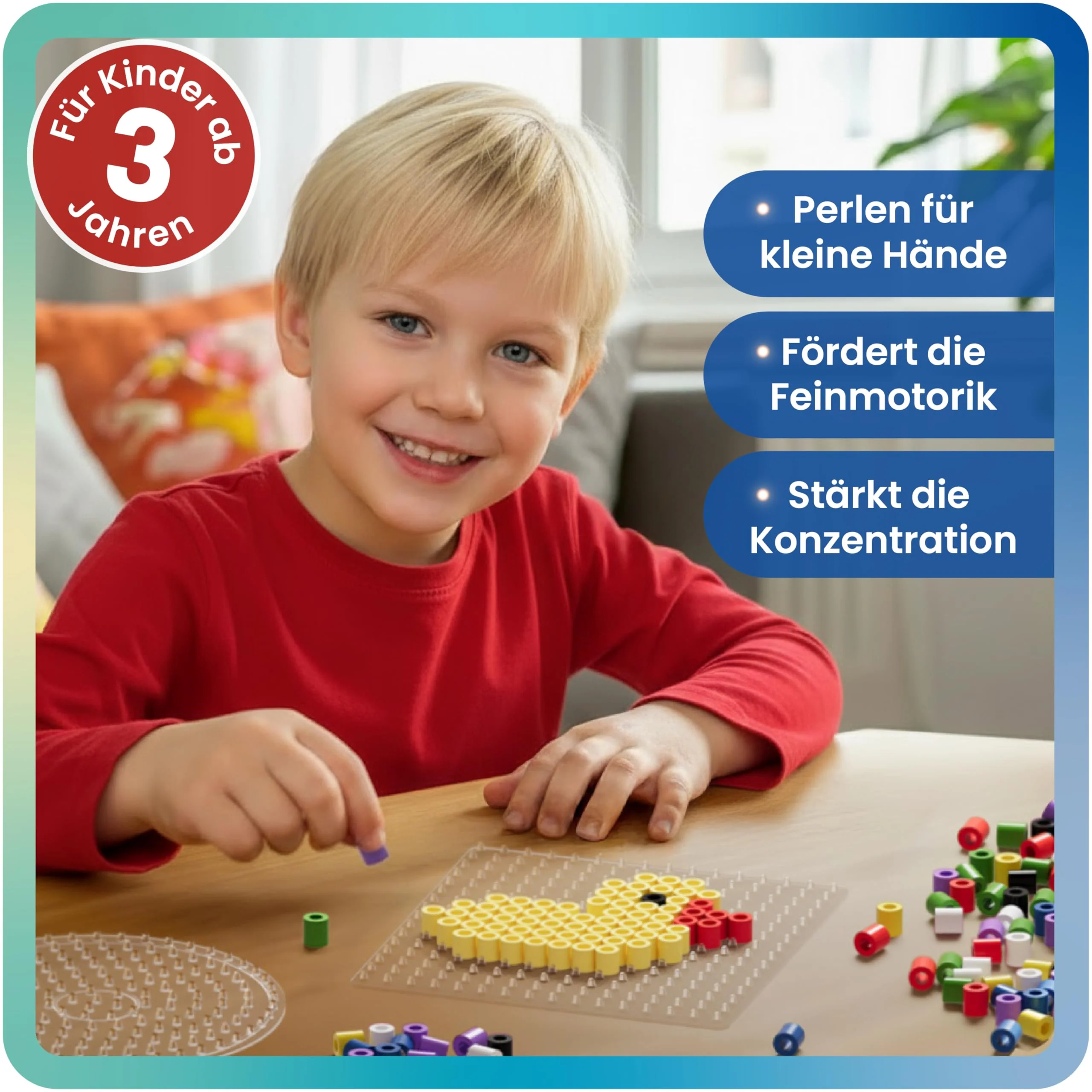 Smowo® Große 10mm Bügelperlen 1000 Stück für Kinder ab 3 Jahren - 7 Bunte Farben XL Steckperlen - Kreatives Perlenset - Image 6