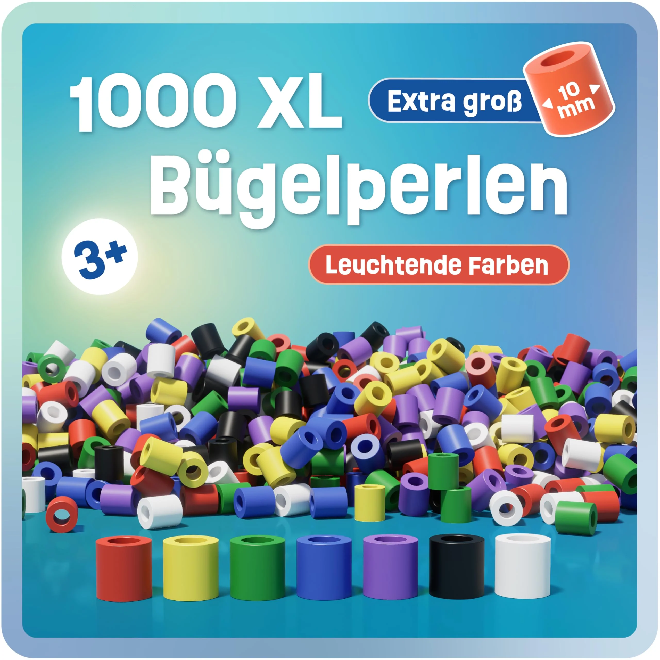 Smowo® Große 10mm Bügelperlen 1000 Stück für Kinder ab 3 Jahren - 7 Bunte Farben XL Steckperlen - Kreatives Perlenset - Image 7