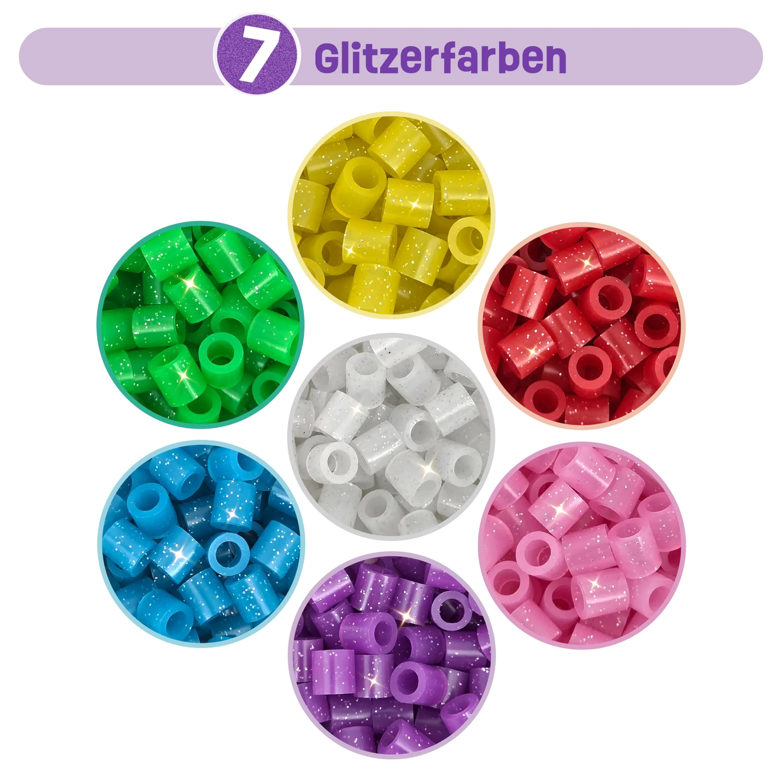 Smowo® Große 10mm Glitzer Bügelperlen 1000 Stück für Kinder ab 3 Jahren - 7 bunte Farben XL Steckperlen - Kreatives Perlenset - Image 4