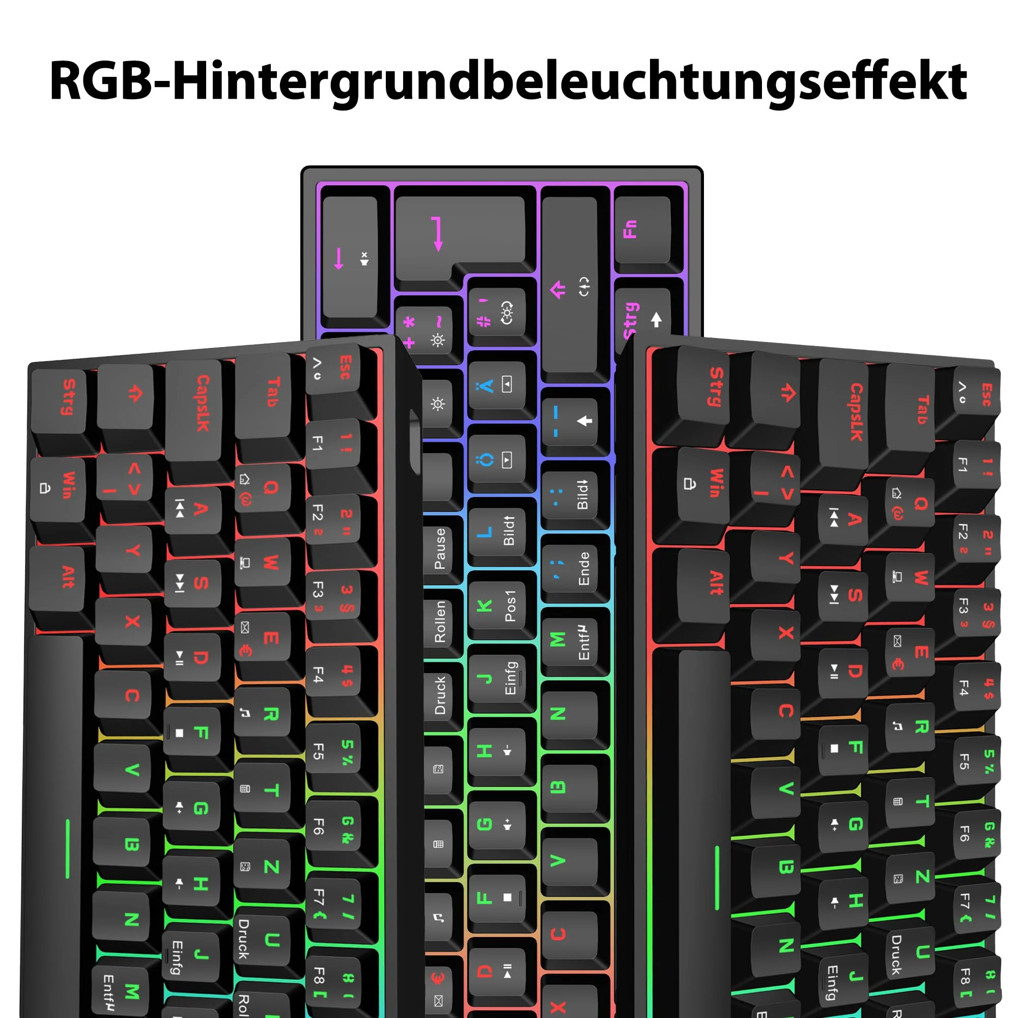 Snpurdiri 60% kabelgebundene mechanische Gaming-Tastatur, 62 Anti-Ghosting-Tasten, Blaue LED-Hintergrundbeleuchtung, ultrakompakte Zwei Stände (Rot Schalter/62 schwarz) - Image 4