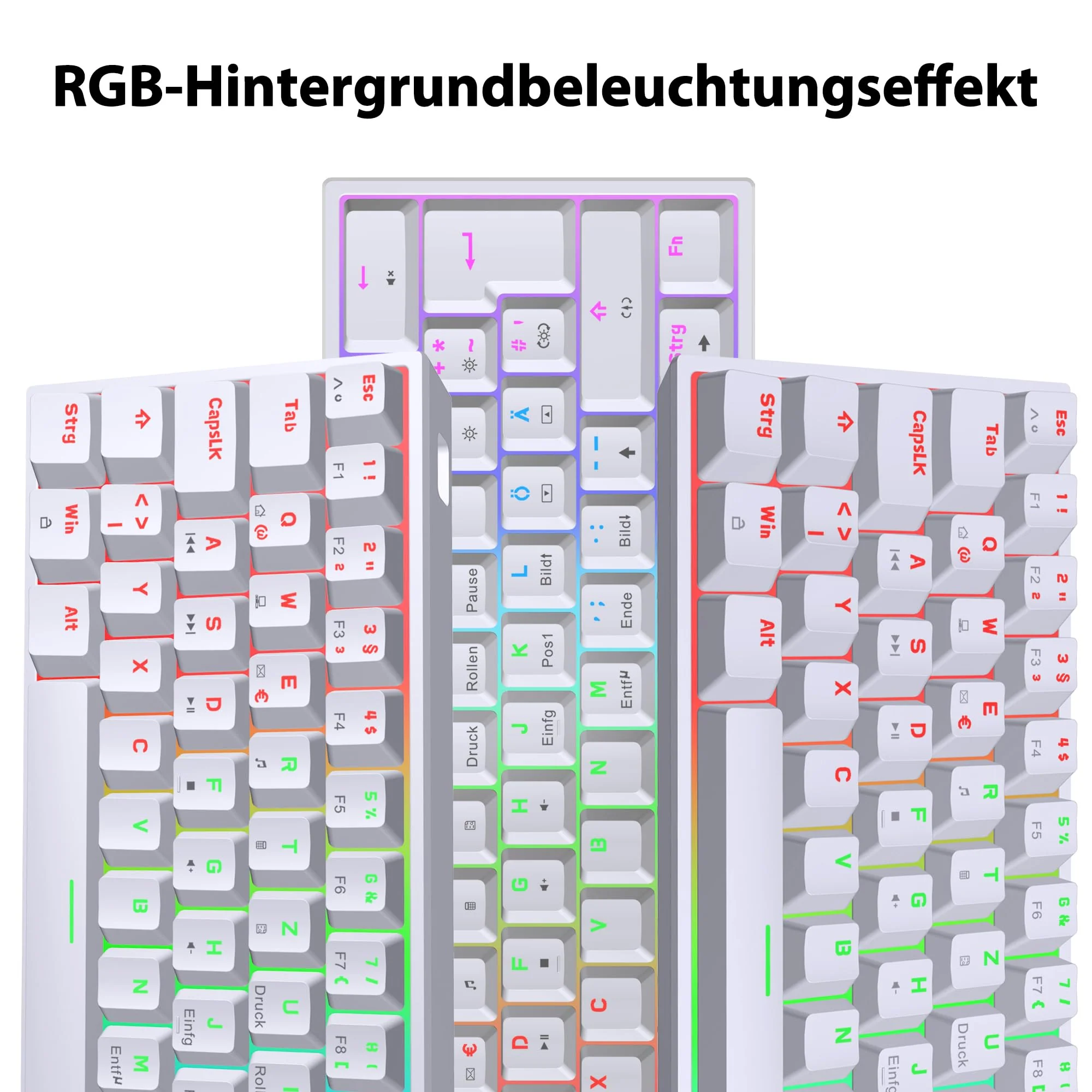 Snpurdiri 60% kabelgebundene mechanische Gaming-Tastatur, 62 Anti-Ghosting-Tasten, Blaue LED-Hintergrundbeleuchtung, ultrakompakte Zwei Stände (Rot Schalter/62 Weiß) - Image 8