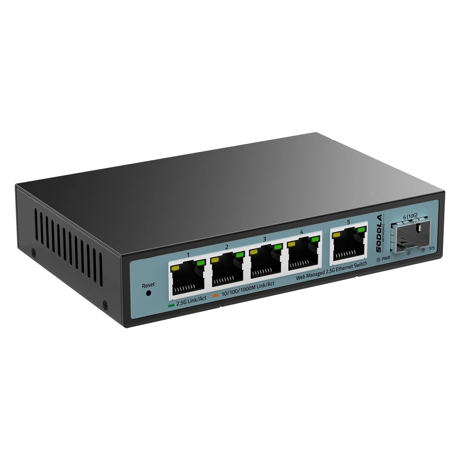 SODOLA 6 Port 2.5G Smart Web Ethernet Switch,1 10G SFP und 5 x 2.5G Base-T Ports,Unterstützt Statische Aggregation/QoS/VLAN/IGMP, Metall Lüfterloser Managed Multi-Gigabit Switch - Image 8