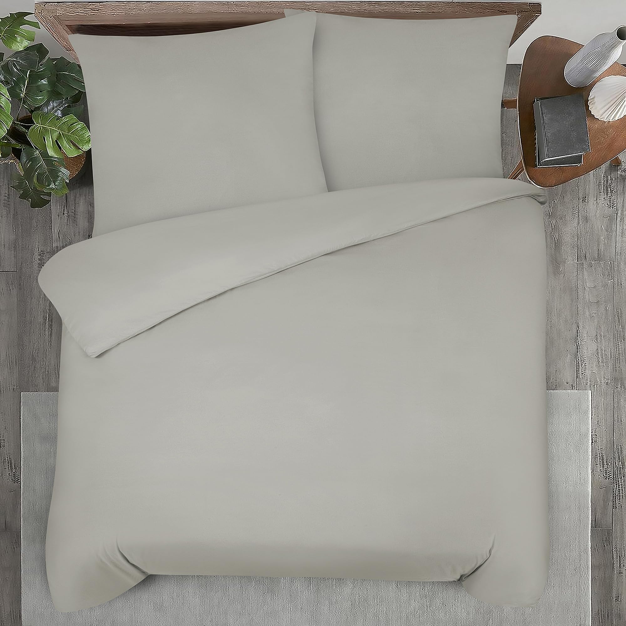 Softex Royal Baumwolle Bettwäsche 135x200 cm, 2 teiliges Bettwäsche Set, 2er Set mit 1 Kissenbezug 80x80 cm, Öko-Tex Bettwäsche Hellgrau, mit YKK Reißverschluss - Image 2