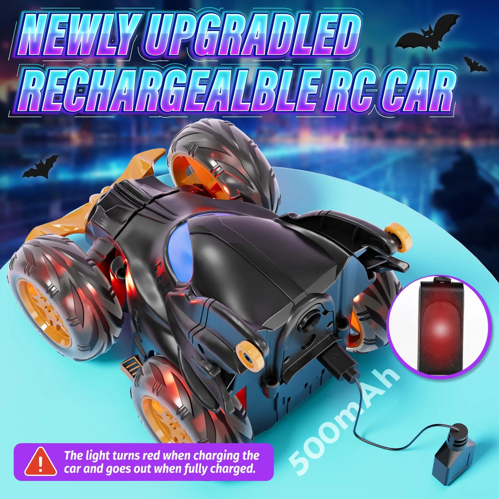 SOGAWEBB Bat Ferngesteuertes Auto, 2.4Ghz 4WD 360° Flipper Drift RC Car ab 3 4 5 6 7 Jahre, RC Auto Spielzeug Jungen, Monstertruck Kinder Spielzeug ab 3-8 Jahre Junge - Image 2
