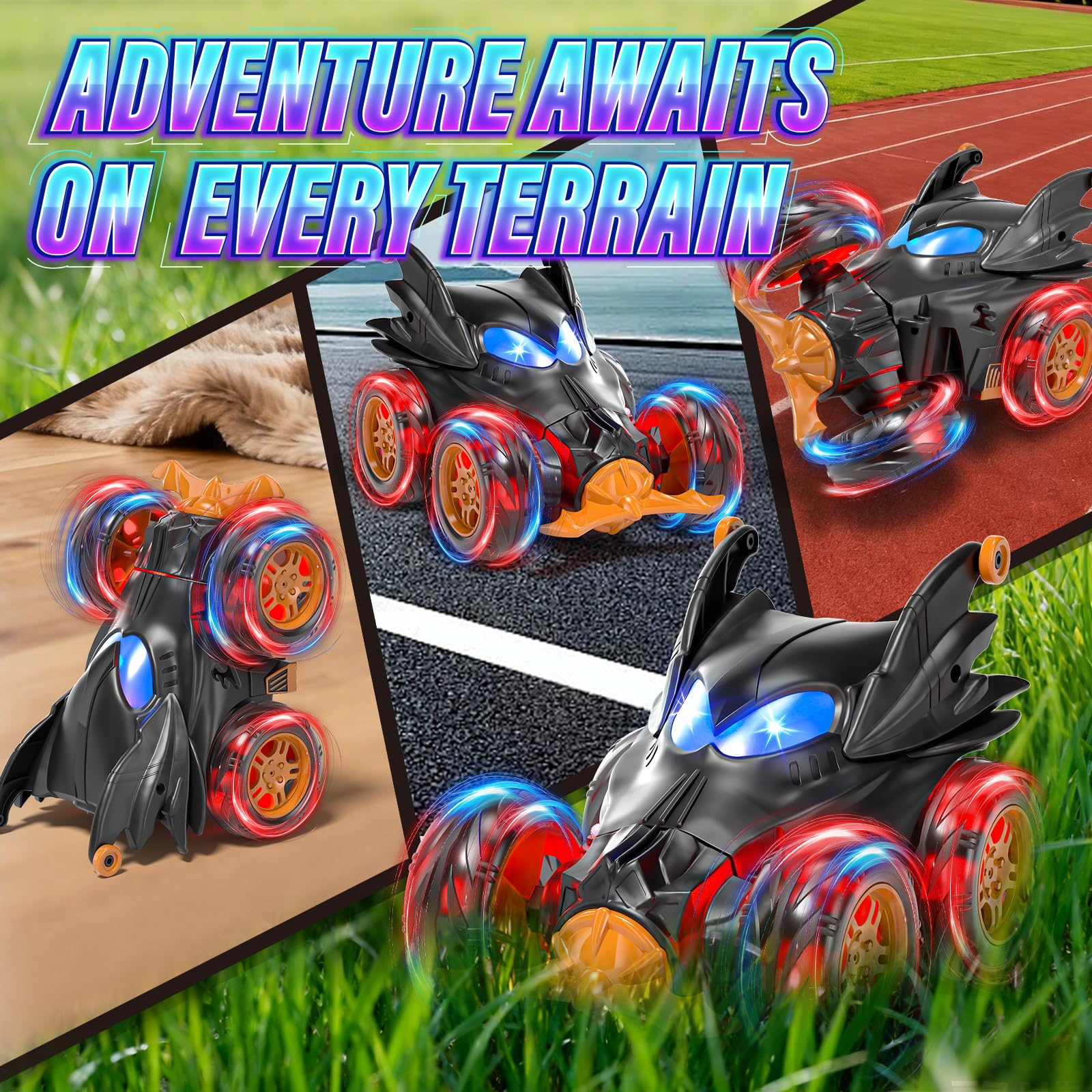 SOGAWEBB Bat Ferngesteuertes Auto, 2.4Ghz 4WD 360° Flipper Drift RC Car ab 3 4 5 6 7 Jahre, RC Auto Spielzeug Jungen, Monstertruck Kinder Spielzeug ab 3-8 Jahre Junge - Image 3