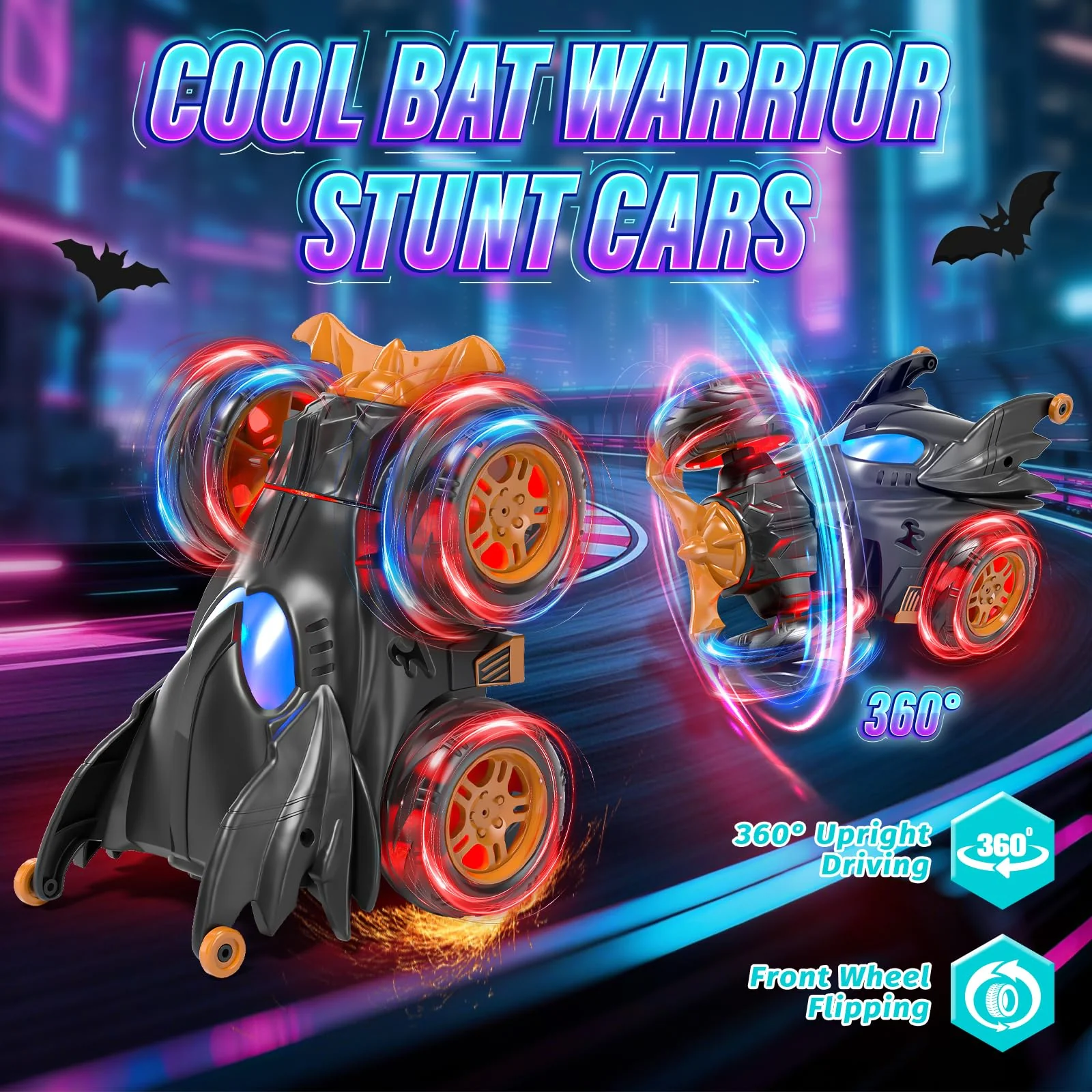 SOGAWEBB Bat Ferngesteuertes Auto, 2.4Ghz 4WD 360° Flipper Drift RC Car ab 3 4 5 6 7 Jahre, RC Auto Spielzeug Jungen, Monstertruck Kinder Spielzeug ab 3-8 Jahre Junge - Image 6