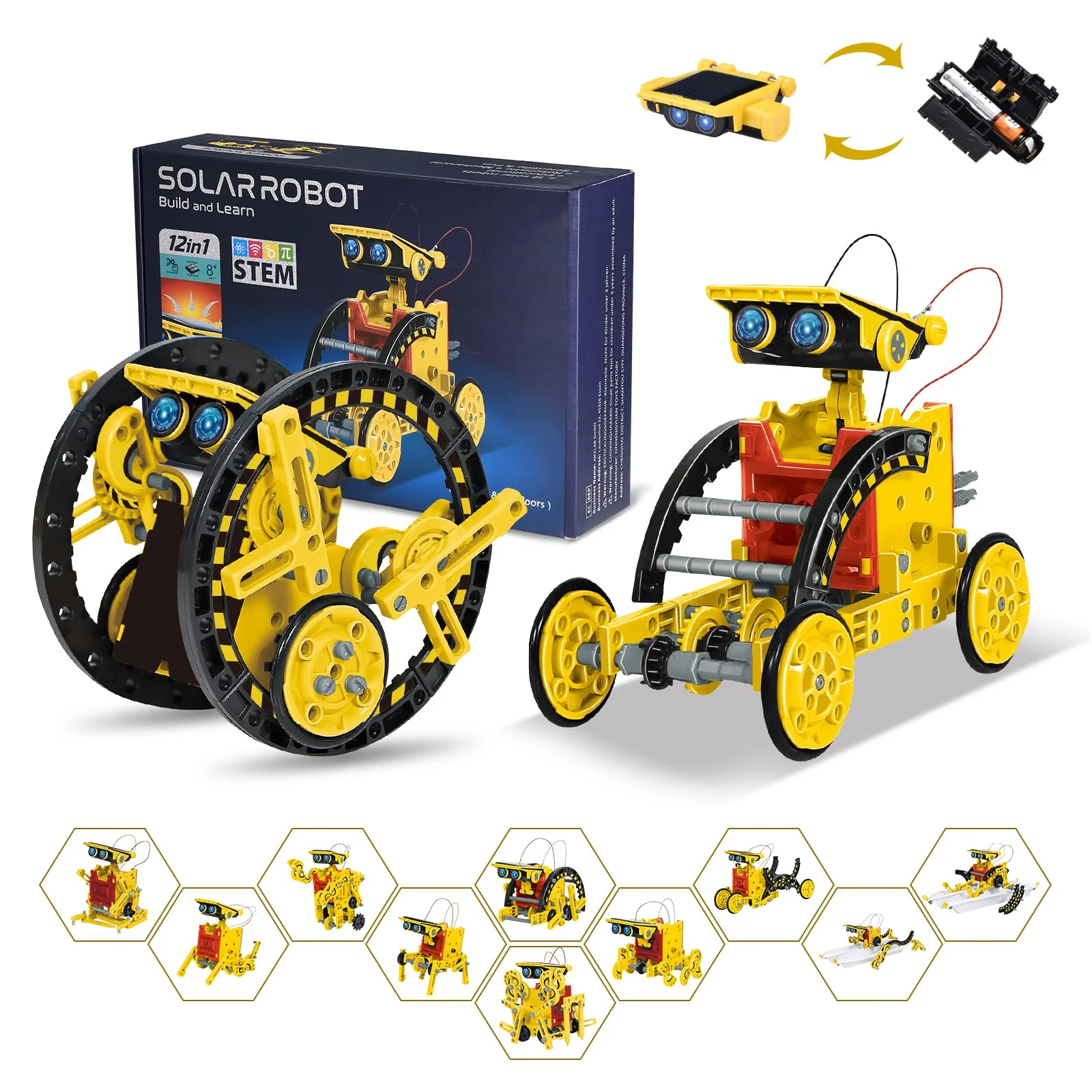 Solar Roboter Spielzeug ab 8 Jahre,OMWay 12-in-1 STEM Experimente für Kinder Alter 9 10 11 12,Konstruktionsspielzeug Bausatz,Geschenke Spielzeug für 13 14 Jährige Junge Mädchen