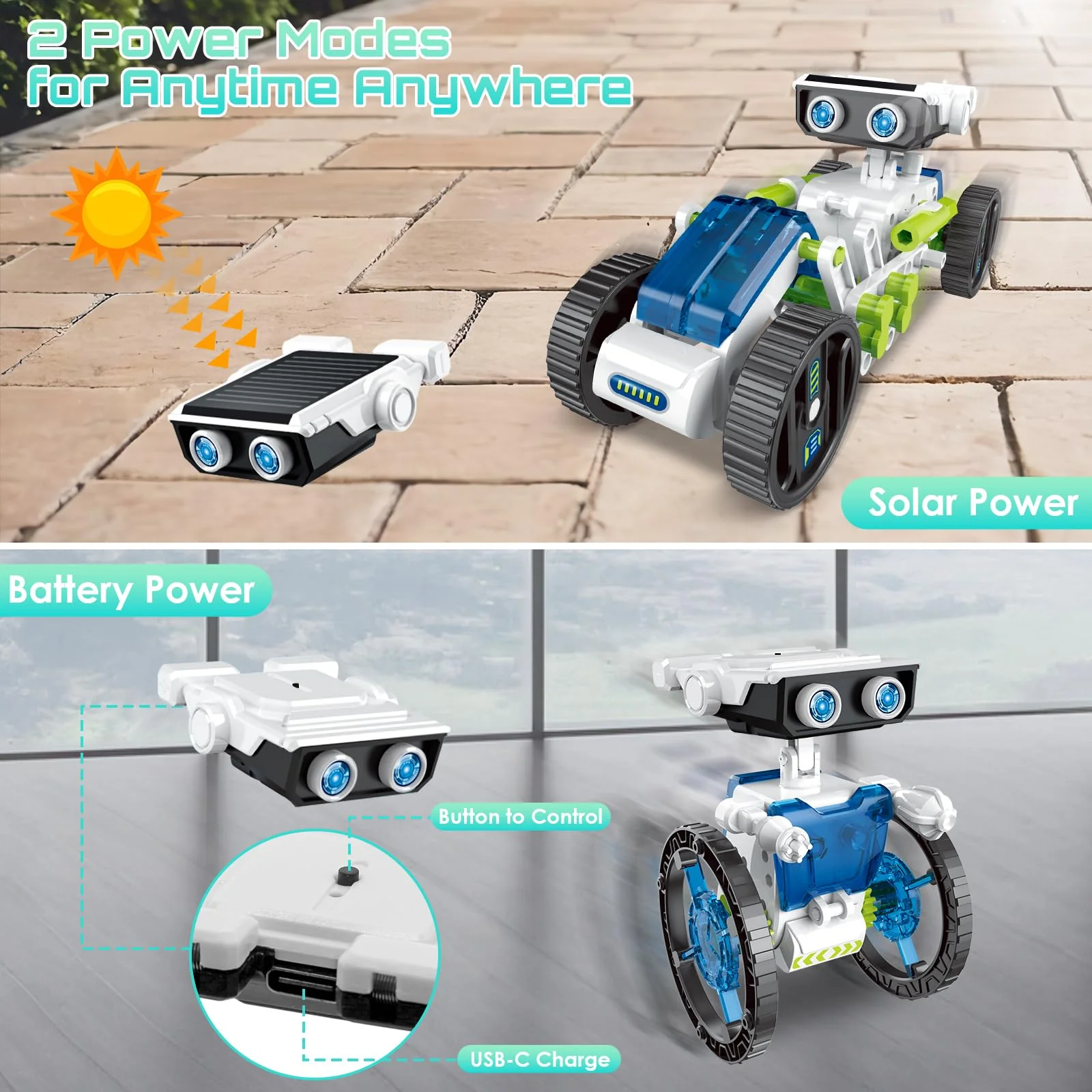 Solar Roboter Spielzeug für Kinder, 12-in-1 Solar Robot Kit Solar oder Wiederaufladbar Batterie Betrieben DIY STEM Bauspielzeug Experimente Spielzeug BausatzJunge ab 8 9 10 11 12 13 Jahren - Image 6