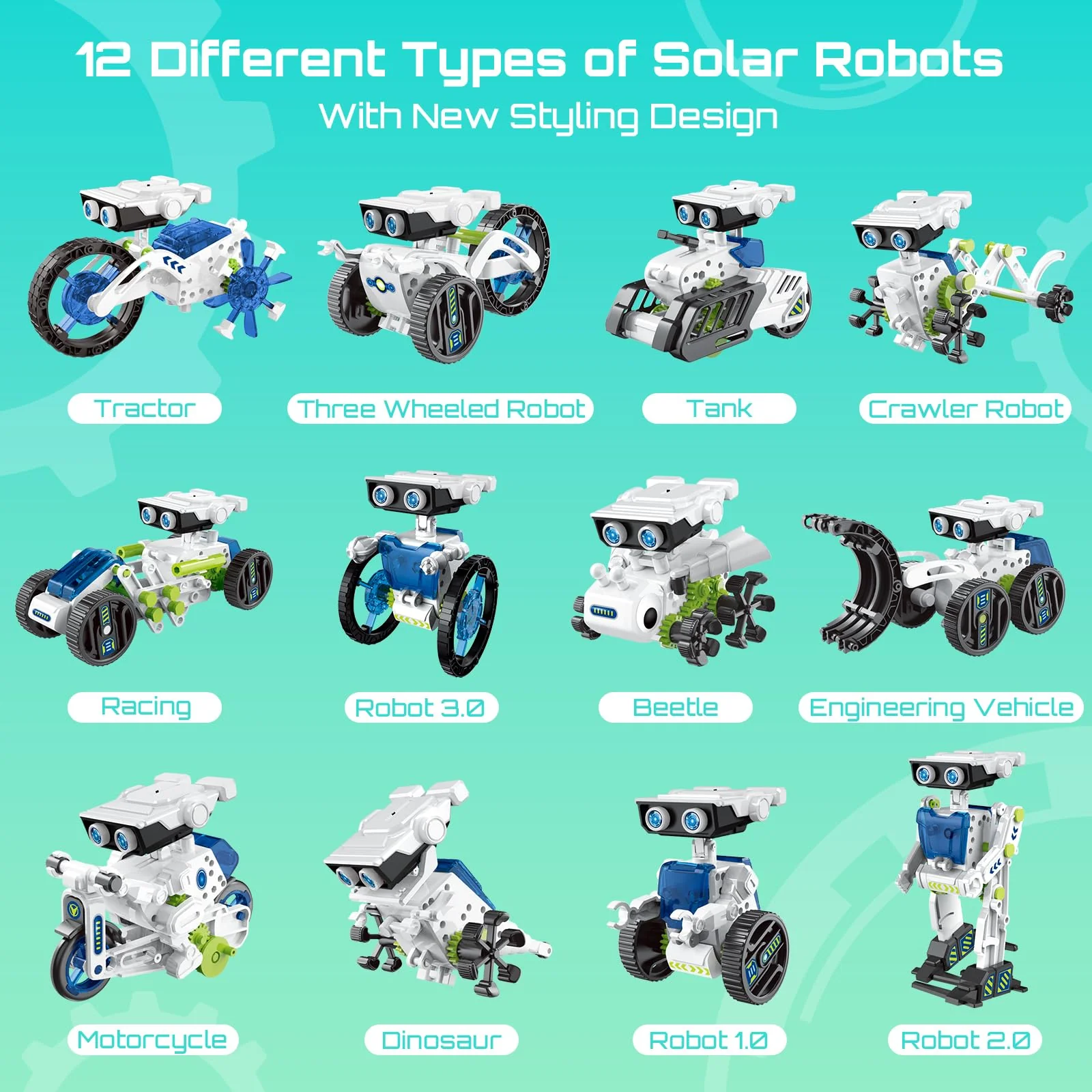 Solar Roboter Spielzeug für Kinder, 12-in-1 Solar Robot Kit Solar oder Wiederaufladbar Batterie Betrieben DIY STEM Bauspielzeug Experimente Spielzeug BausatzJunge ab 8 9 10 11 12 13 Jahren - Image 7