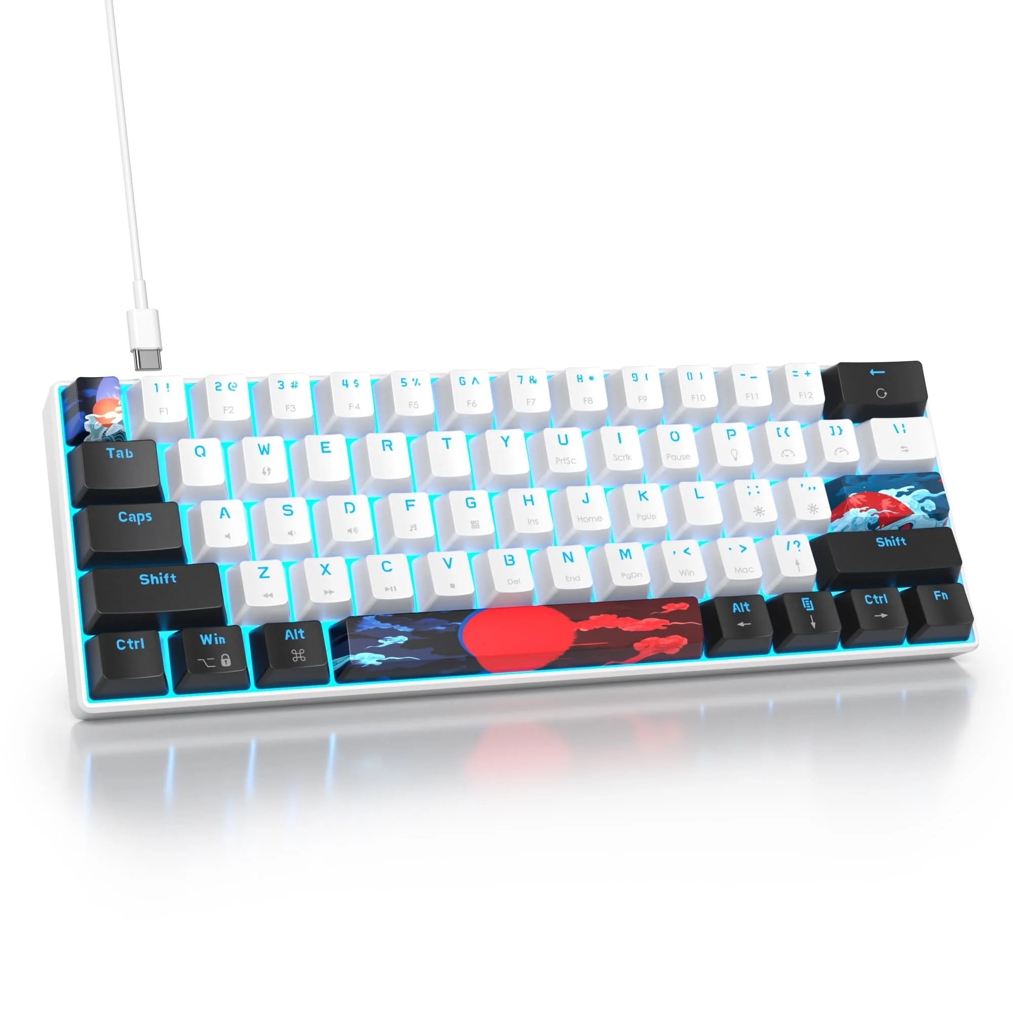 SOLIDEE mechanische Gaming Tastatur 60 Prozent,61 Tasten mit Lineare rote Schalter,kabelgebundene mechanische Tastatur mit LED-Hintergrundbeleuchtung,kompakte Tastatur,für PS5/PS4/Xbox(61 White) - Image 5