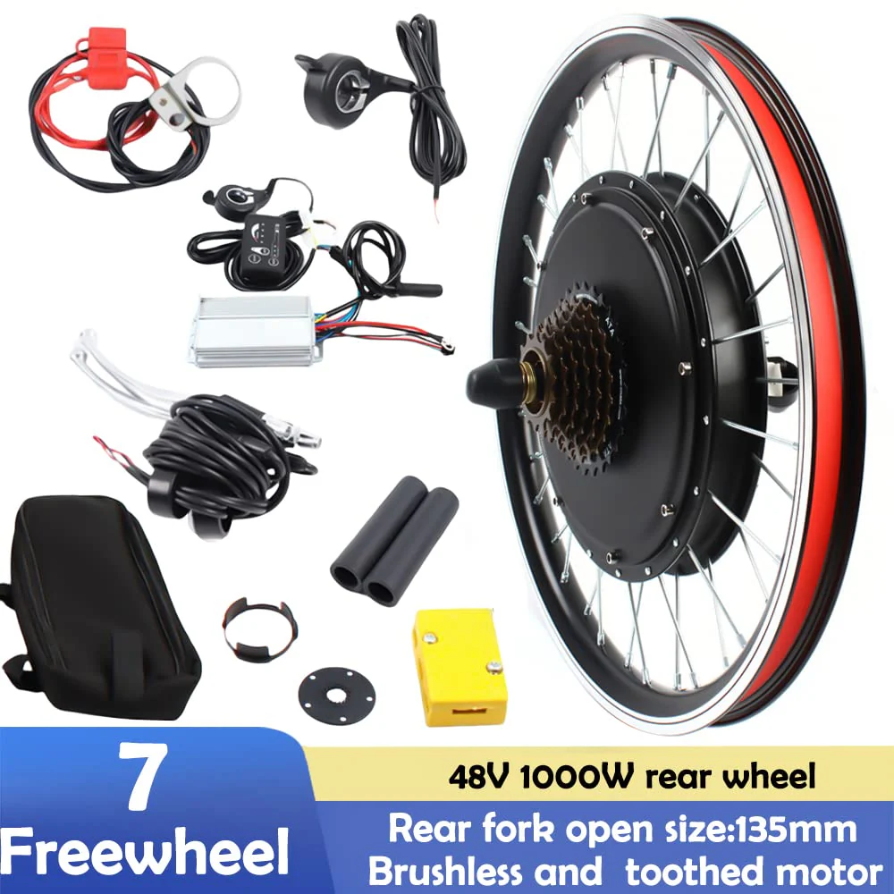 SOLOCJNL E-Bike Hinterrad Umrüstsatz, 48V 1000W Brushless Gearless Motor Kit mit LED Display, Daumenhebel für 20-Zoll Fahrrad - Image 6