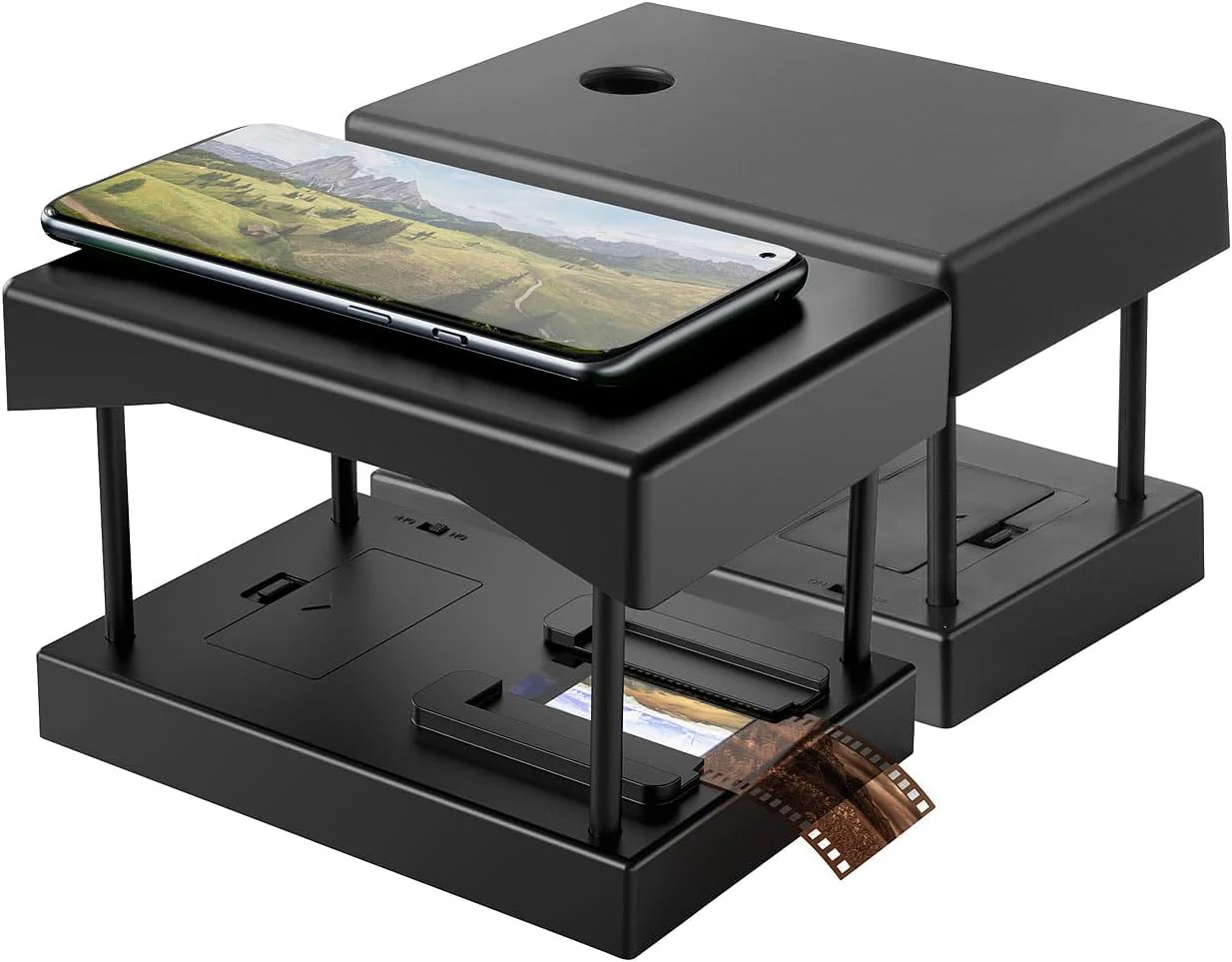 Somikon Dia und Negativ Scanner: 2er-Set Mobile Scanner für 35-mm-Dias & -Negative, LED-Beleuchtung,App (Foto Negativ Scanner, Smartphone Negativ-Scanner) - Image 3
