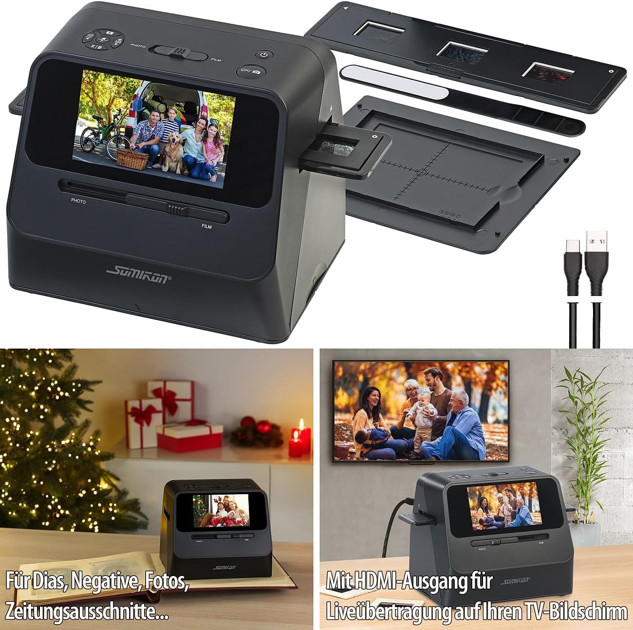 Somikon Fotoscanner: 3in1-Foto-, Dia- & Negativscanner mit 22 MP und HDMI-Ausgang, Akku (Scanner, Bilder Scanner, Digitalisierung) - Image 13