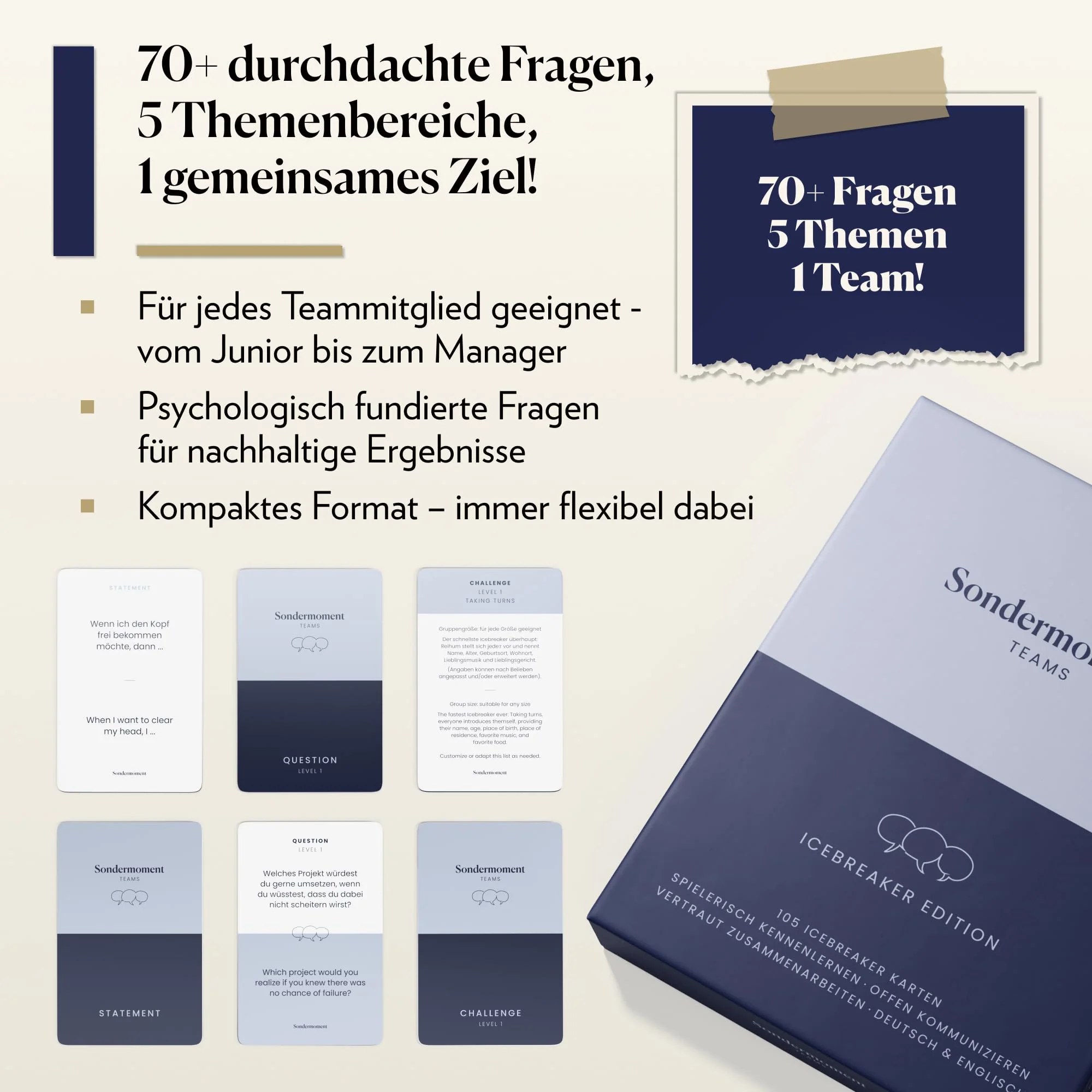 Sondermoment Teams – Icebreaker Edition | Moderationskarten Set für Deep Talk & Team-Building | Positive Psychologie & Coaching für mehr Zusammenhalt | Deutsch und Englisch - Image 3