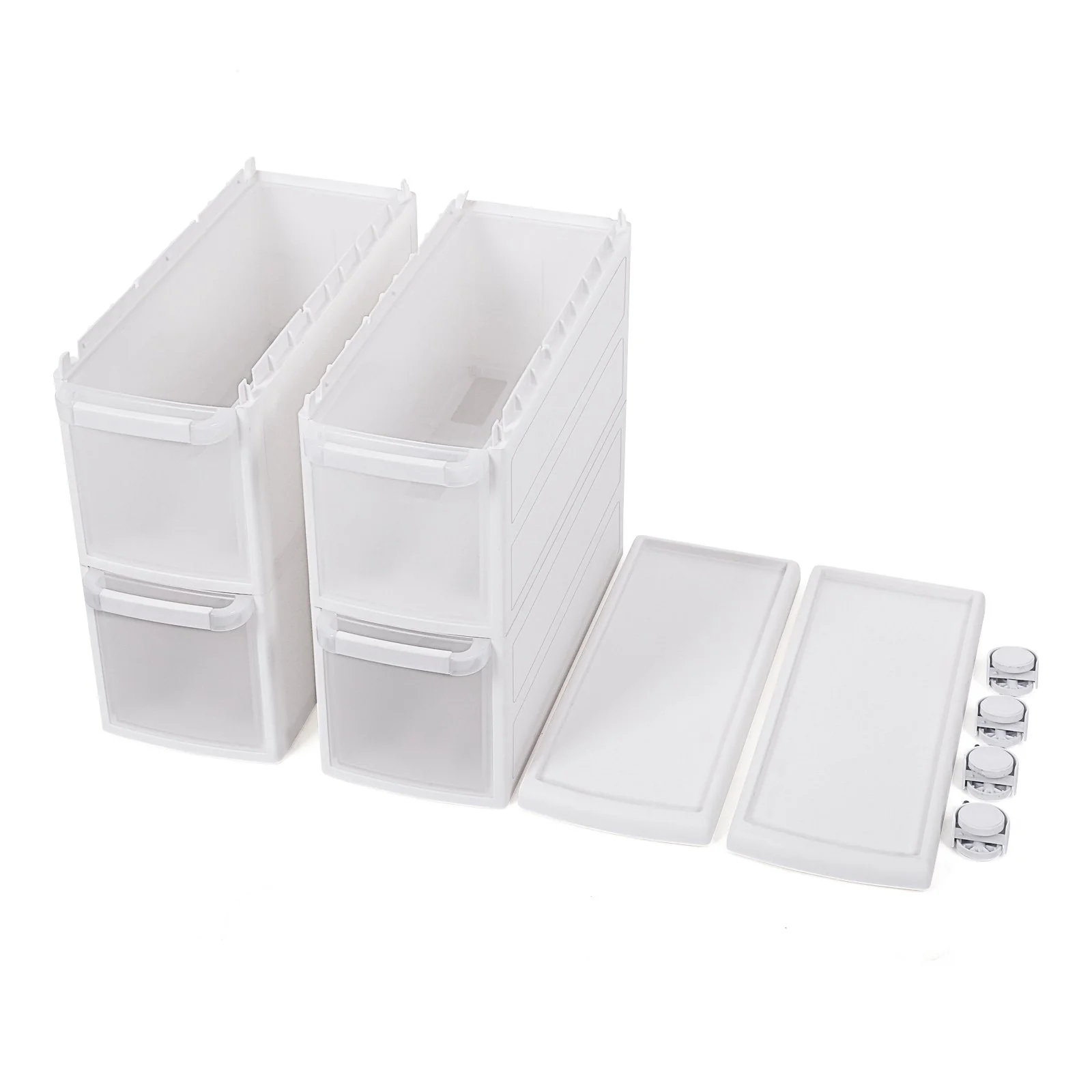 SONGMICS Rollwagen mit Vier Schüben Nischenregal Separat benutzbar Küchenregal Badregal Standregal Allzweckwagen mit Rollen 84,5 cm Hoch weiß KFR05W - Image 7