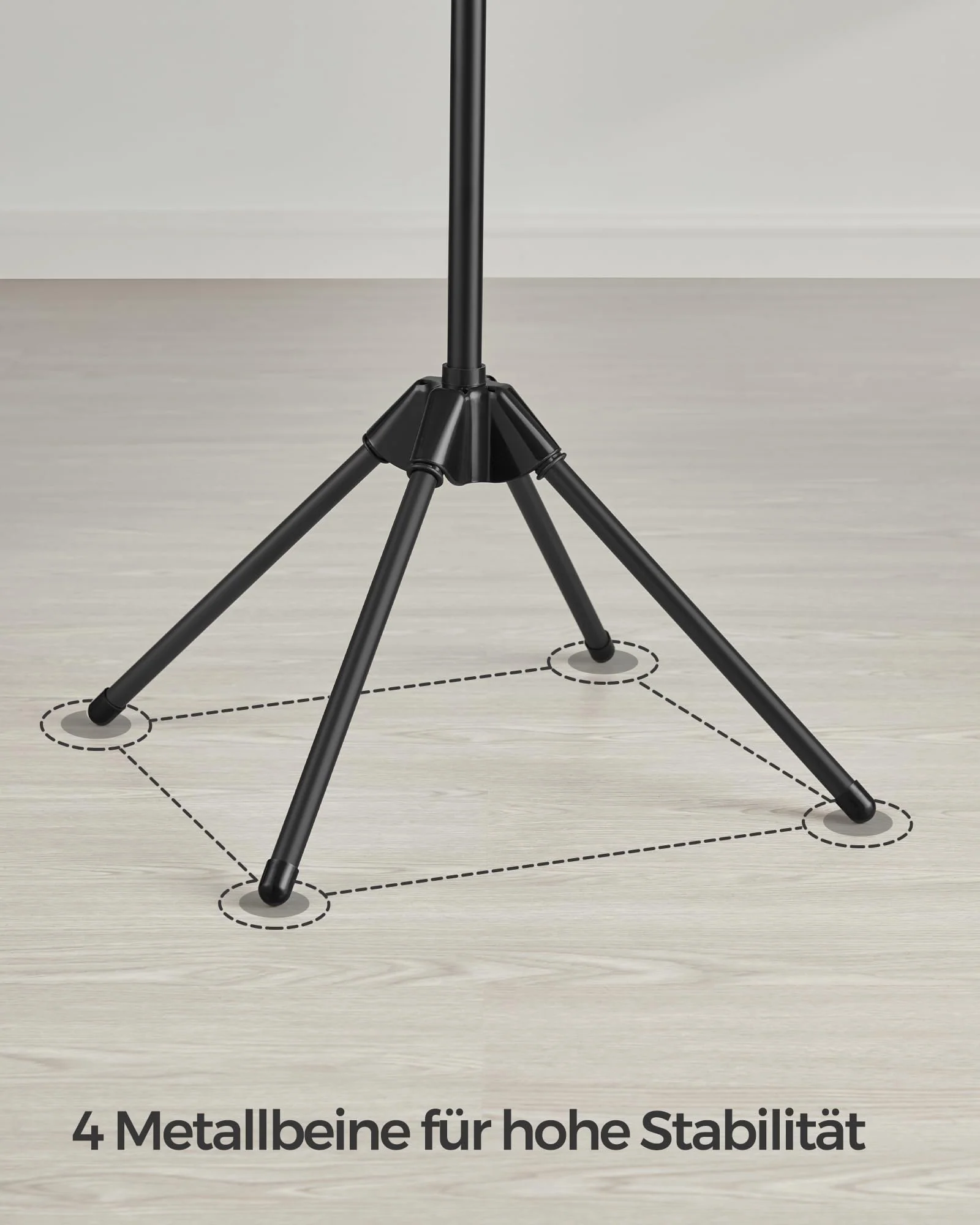 SONGMICS Wäscheständer, Standtrockner, 3 drehbare Armen für Kleiderbügel, Wäschespinne, 4 Beine, für Innenbereich, Edelstahl, für bis zu 27 Kleidungsstücke, 150 cm hoch, schwarz LLR510B01 - Image 2