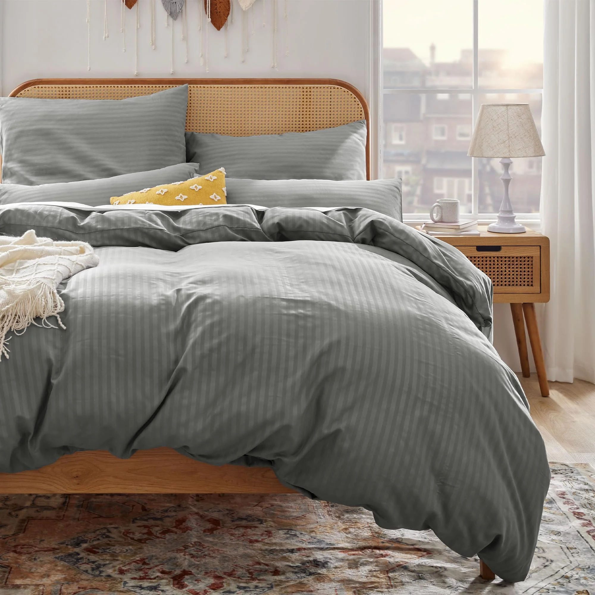 Sonive Deluxe Mikrofaser Bettbezug-Set mit Kissenbezug – Bettwäsche 135x200cm/Pillowcase 50x80cm, Dunkelgrau - Image 8